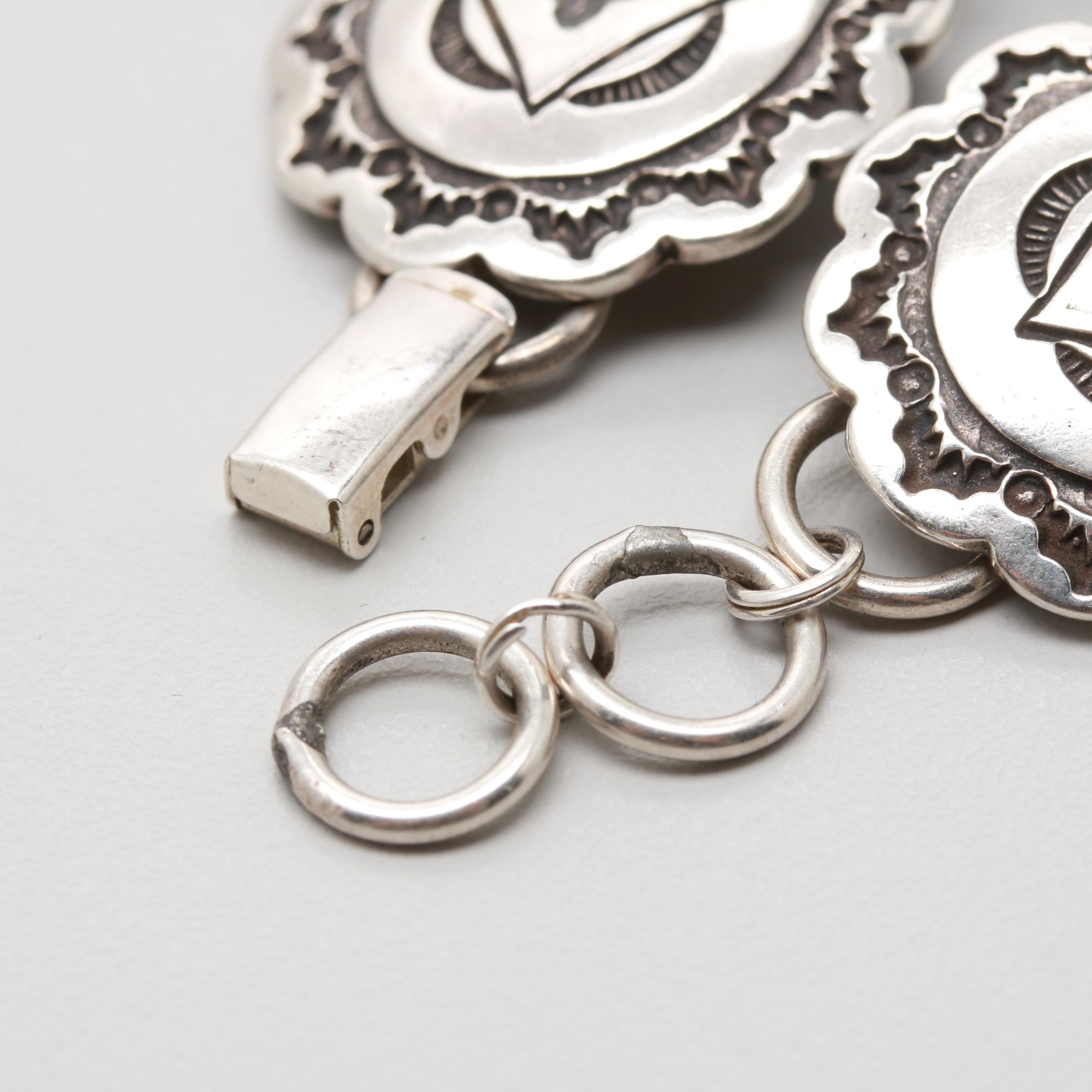 Sterling Silver Concho Bracelet Featuring Delbert Delgarito Navajo Diné