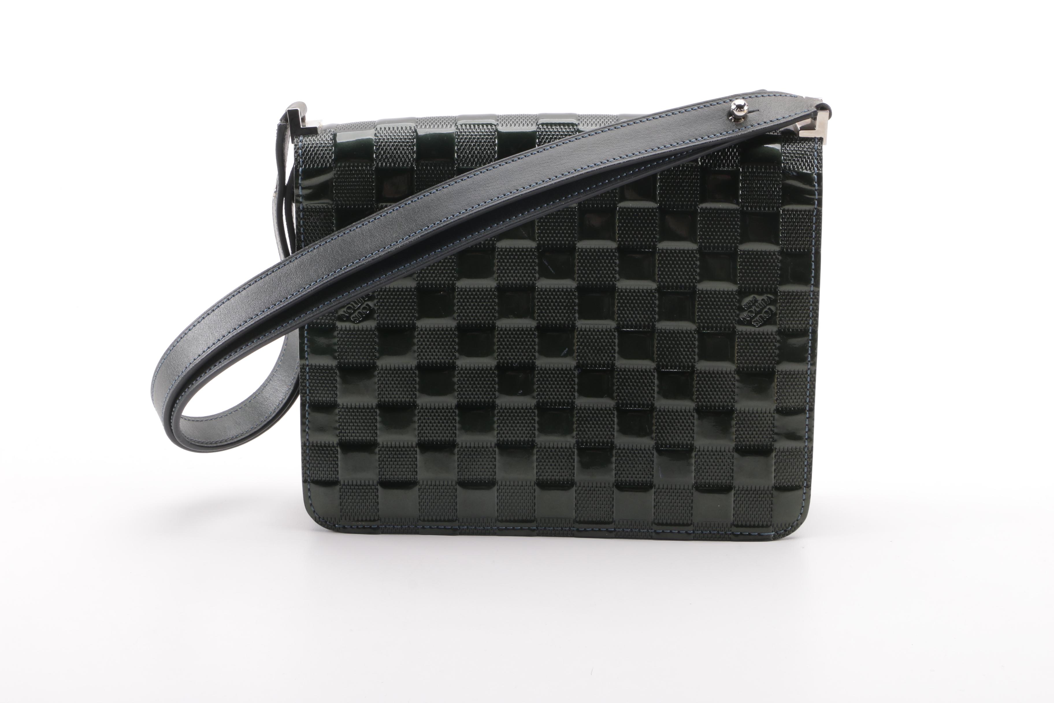 2000 Louis Vuitton Paris Green Damier Vernis Cabaret Bag