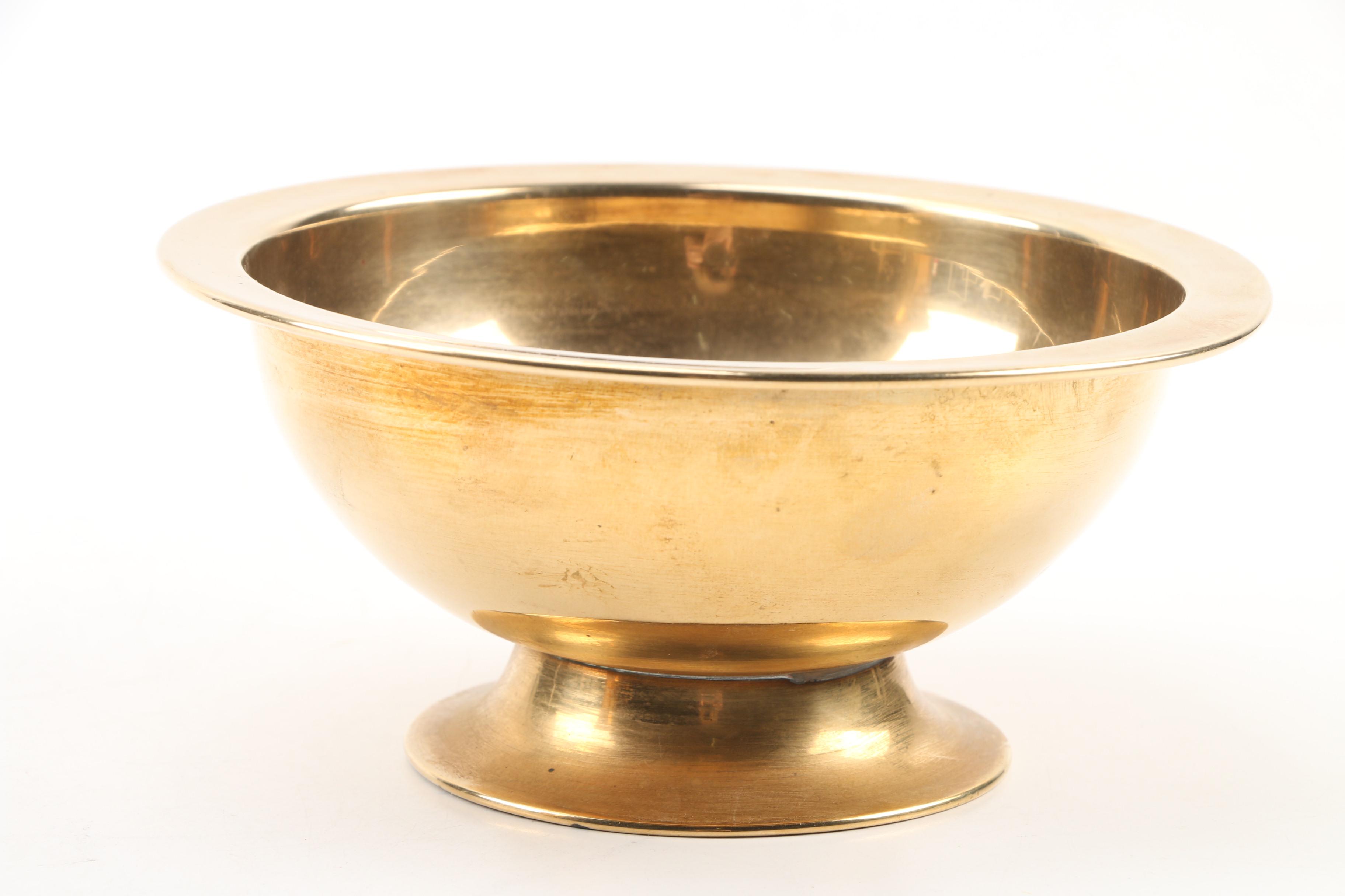 Russian Brass Samovar with Bowl and Tray, Early 20th Century