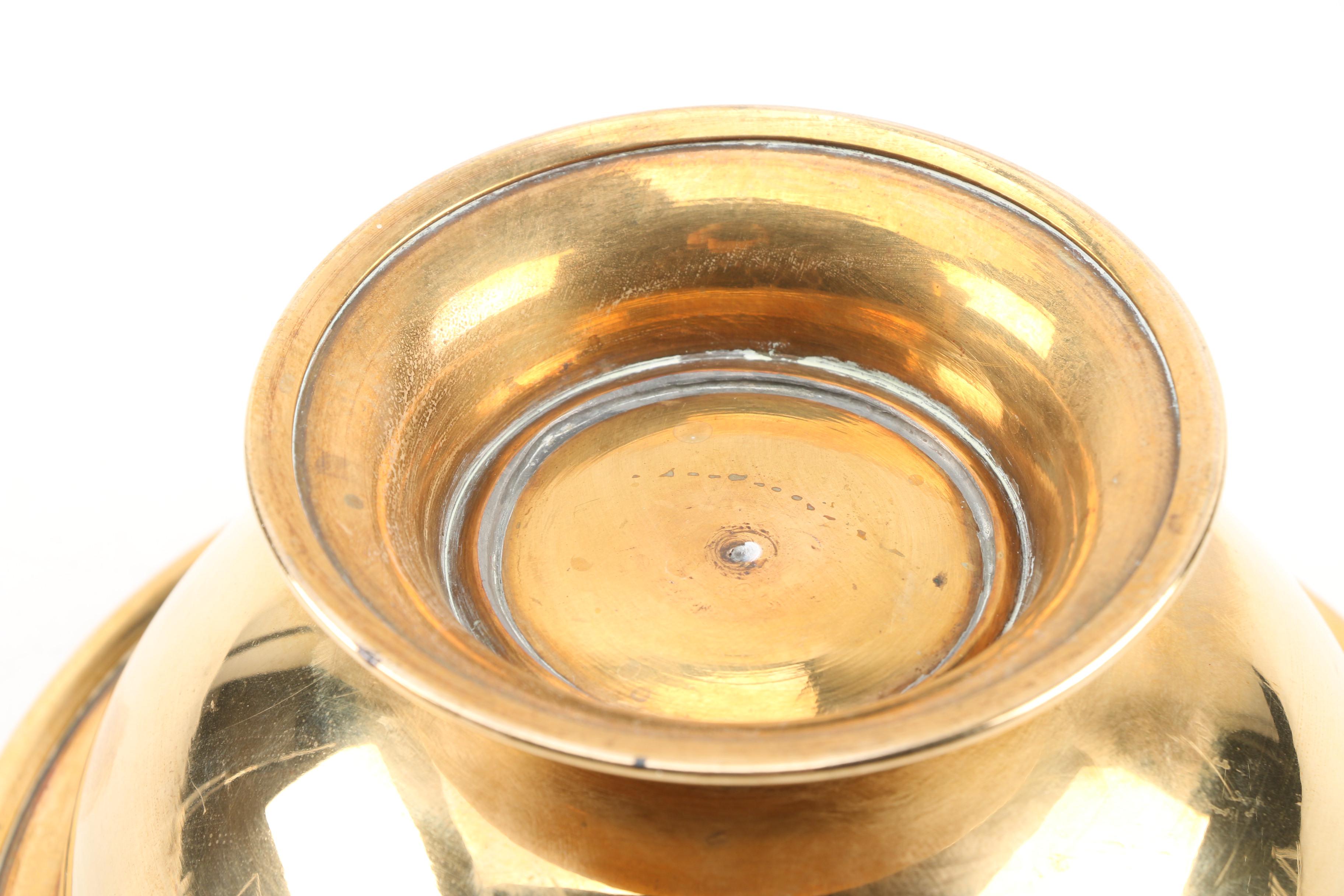 Russian Brass Samovar with Bowl and Tray, Early 20th Century