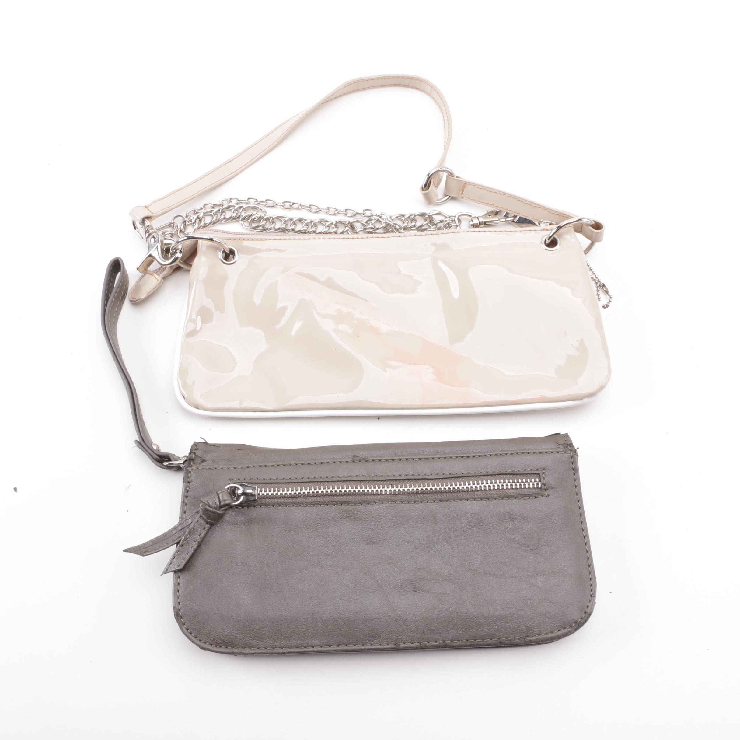 Stuart Weitzman Red Patent Leather and Straw Handbag with Other Clutch Wristlets