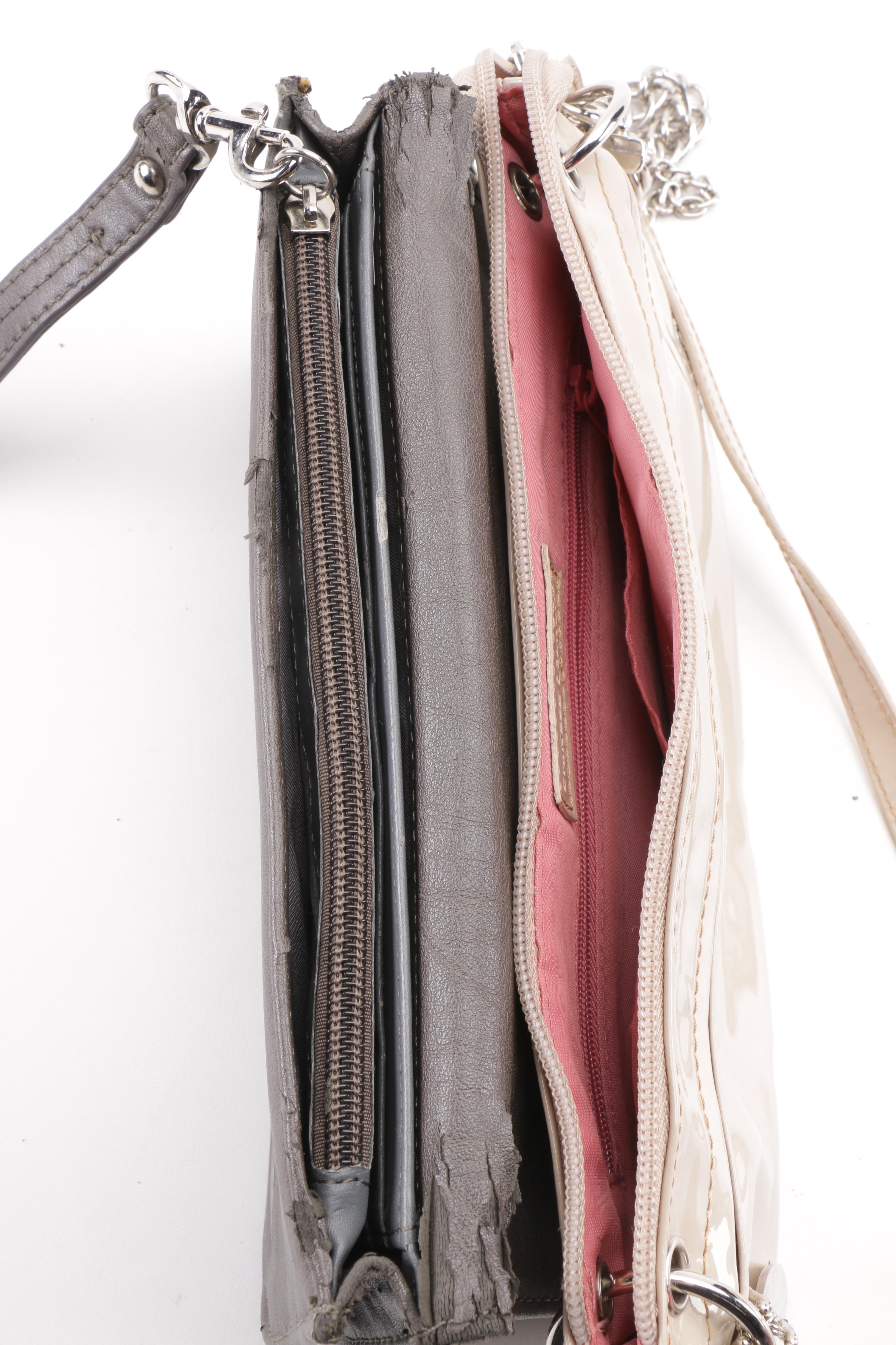 Stuart Weitzman Red Patent Leather and Straw Handbag with Other Clutch Wristlets