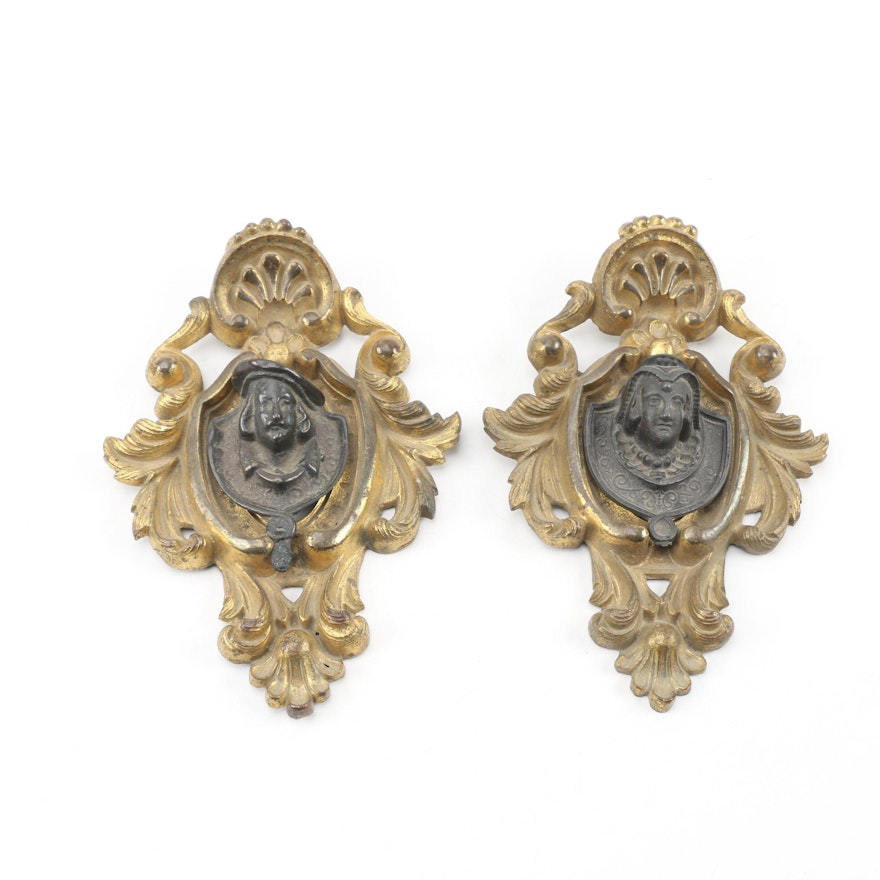 Renaissance Style Figural Brass Wall Hangings