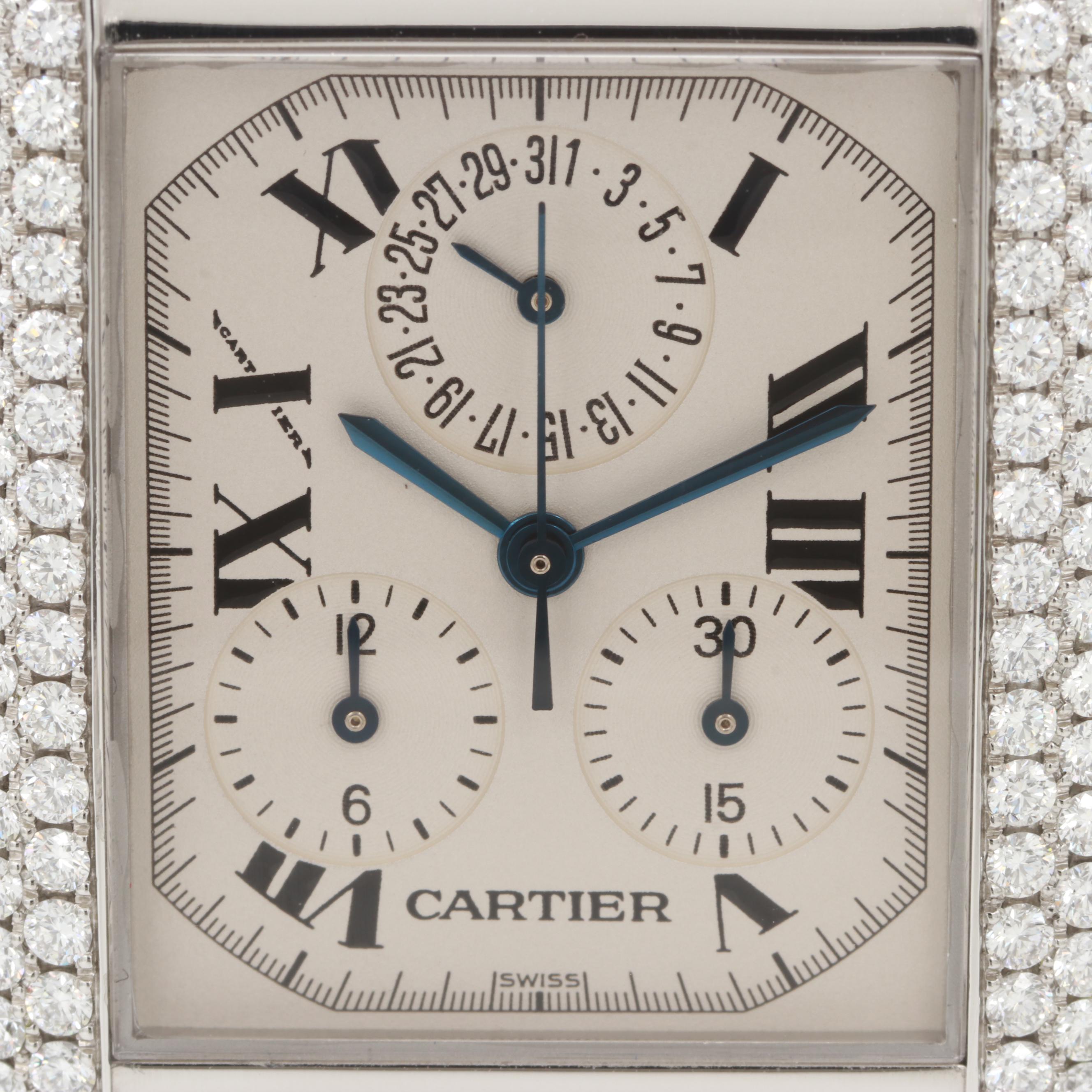 Cartier Tank Française Chronograph Watch With 1.64 CTW Diamond Bezel