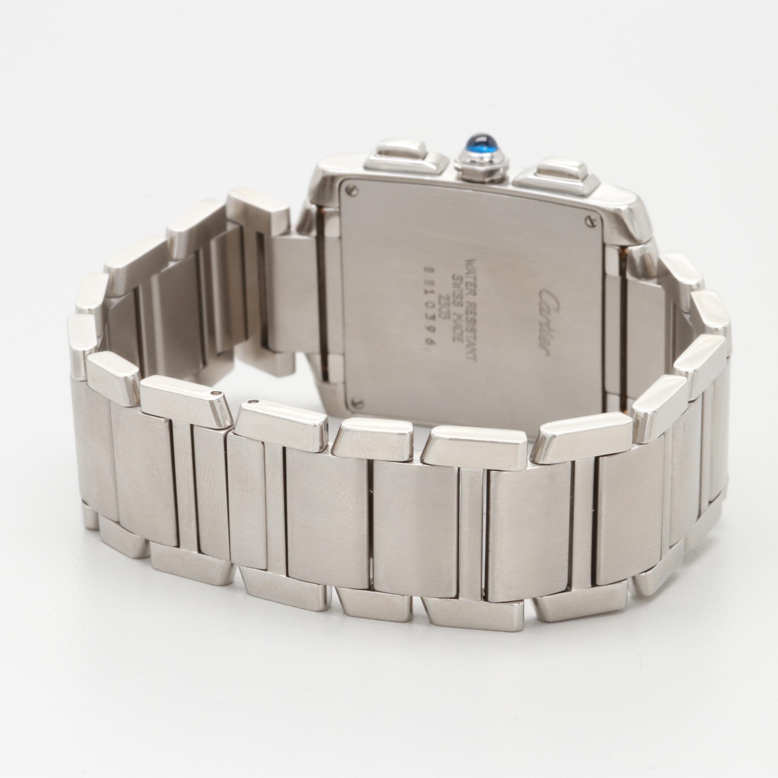 Cartier Tank Française Chronograph Watch With 1.64 CTW Diamond Bezel