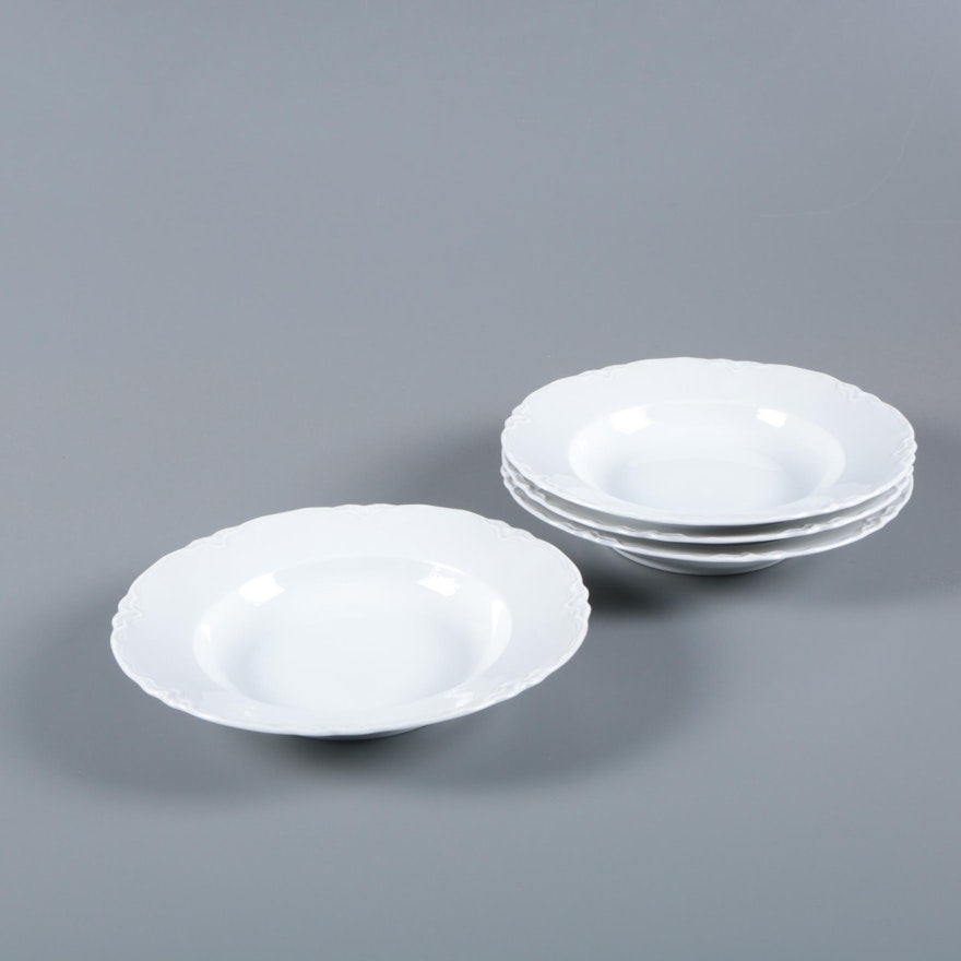 Hutschenreuther "Racine" White Porcelain Rimmed Soup Bowls