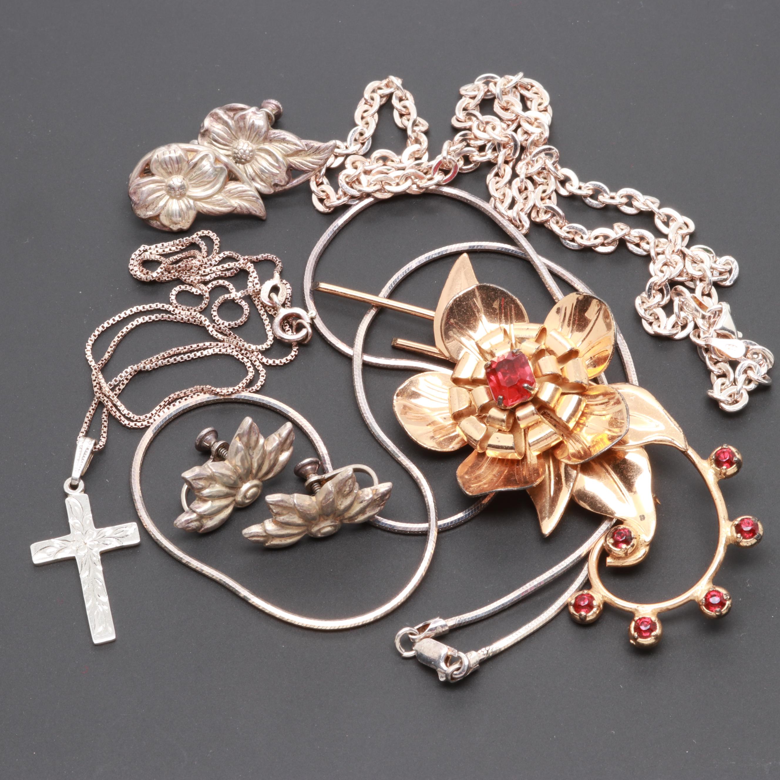 Assortment of Sterling Silver Jewelry Including Glass Accents