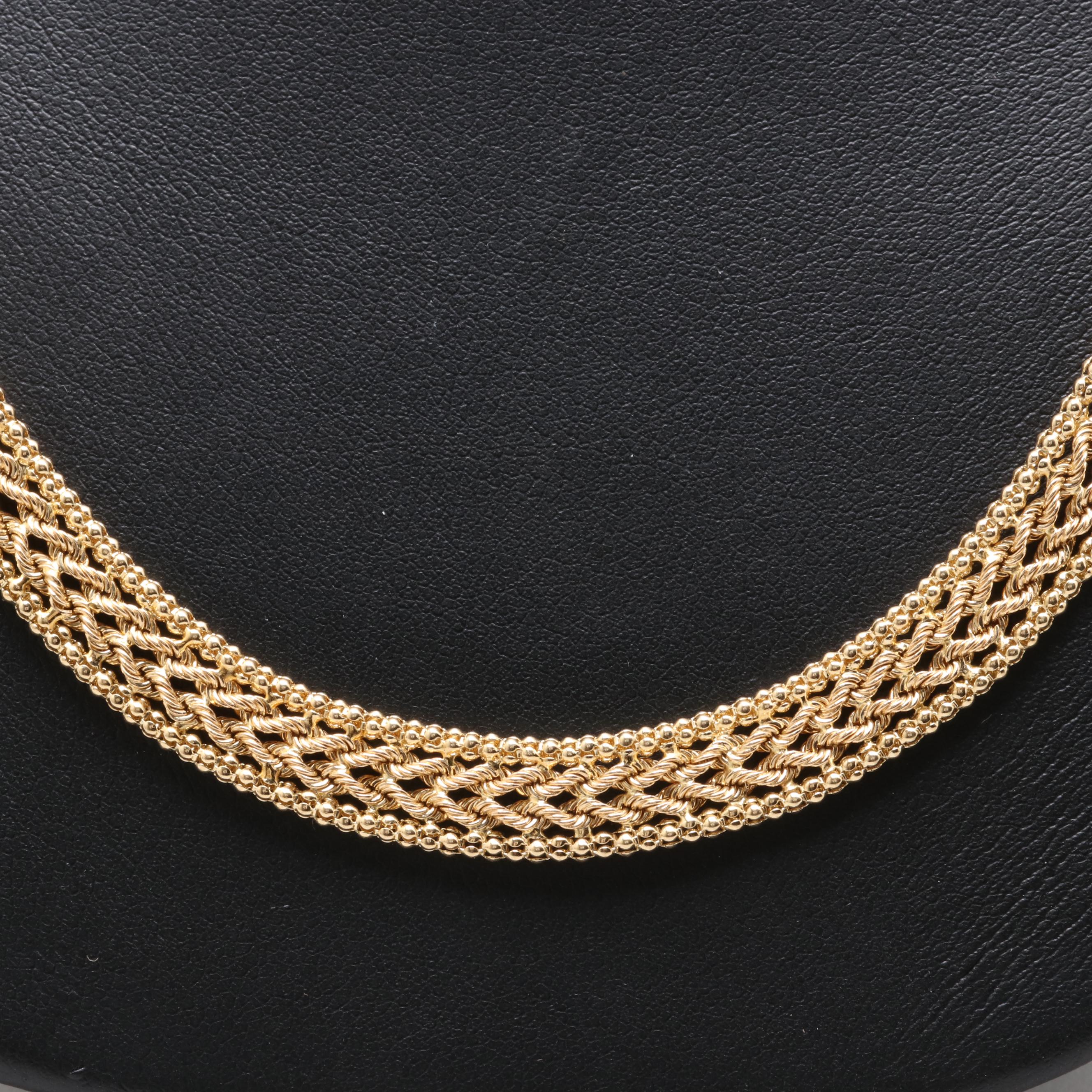 14K Yellow Gold Fancy Weave Necklace