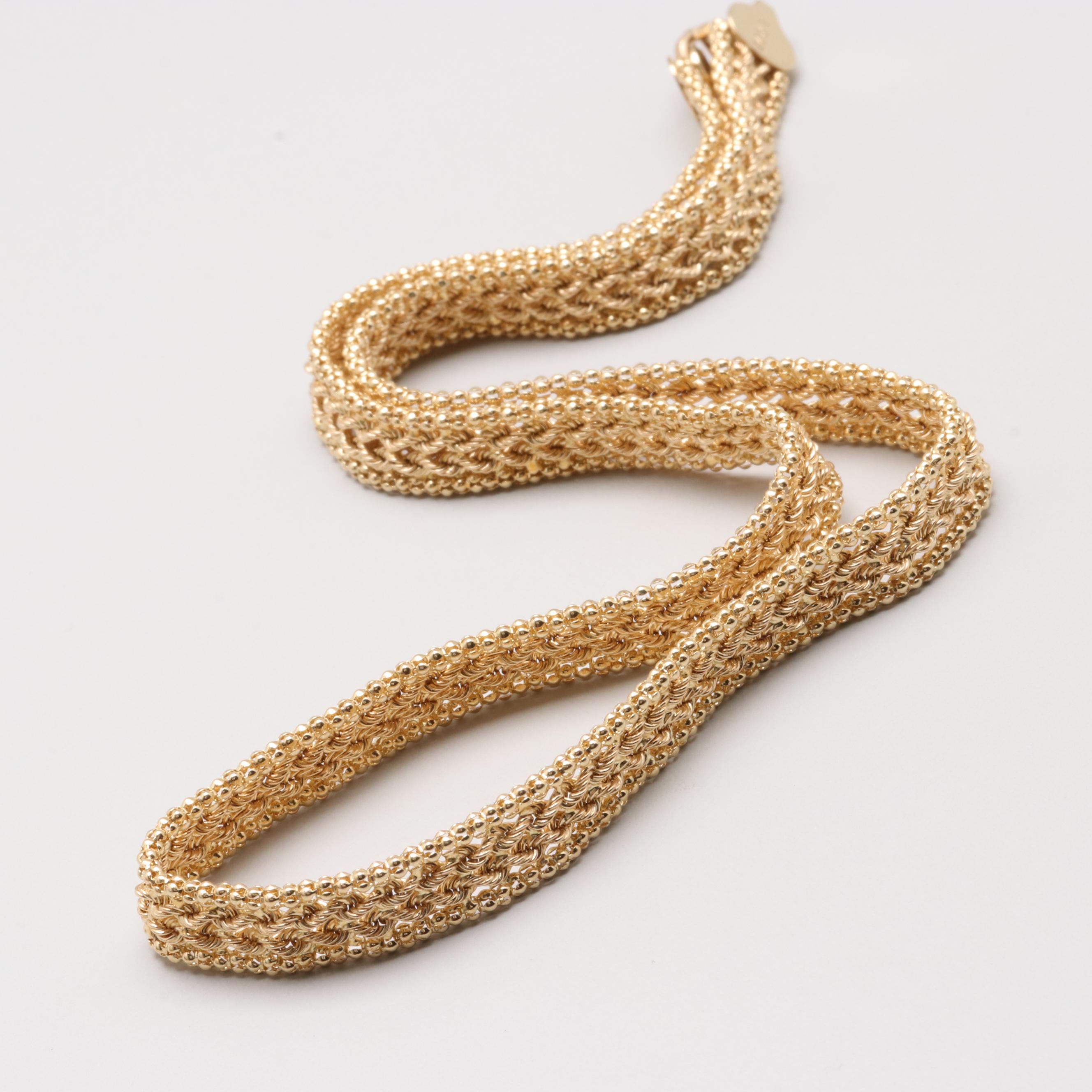 14K Yellow Gold Fancy Weave Necklace