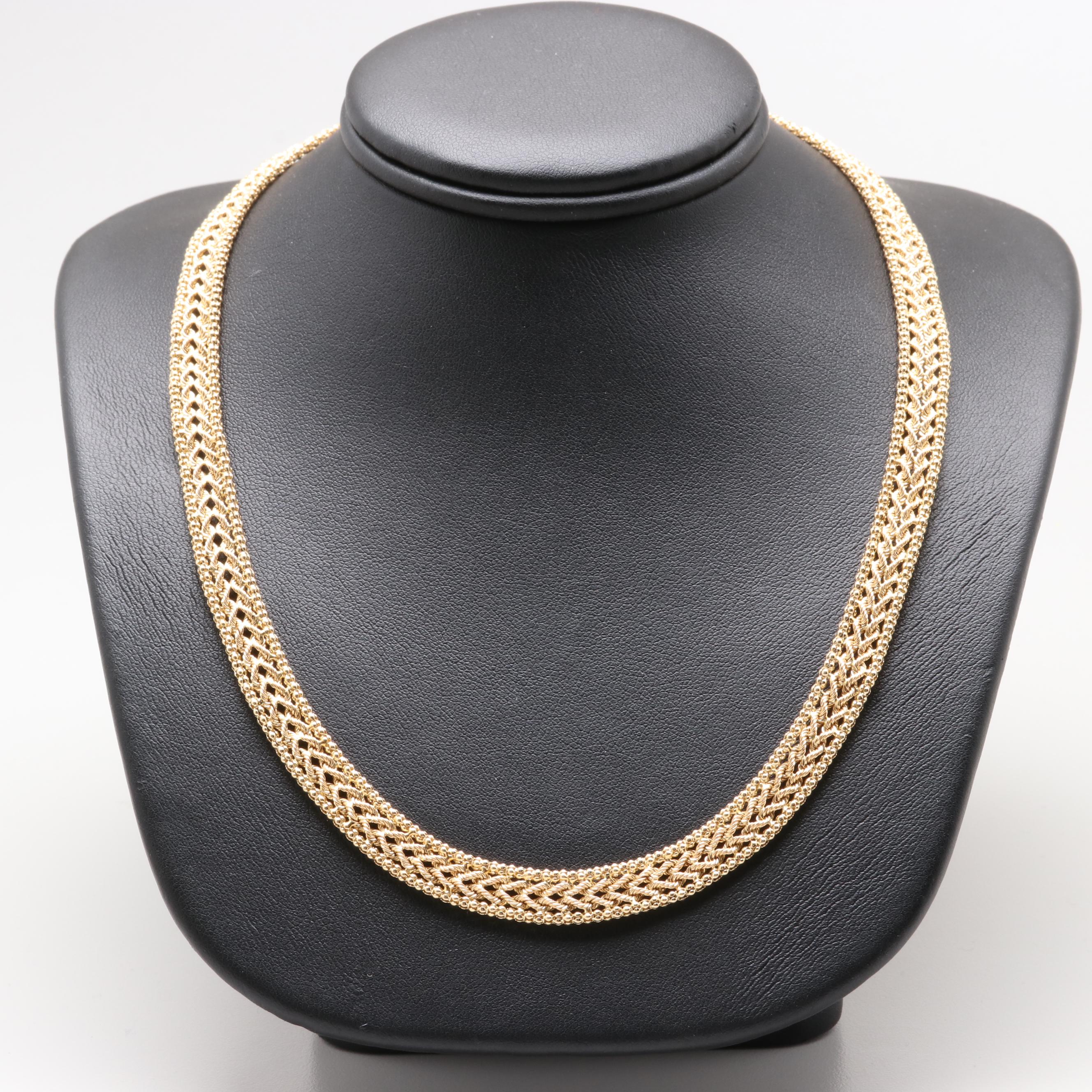 14K Yellow Gold Fancy Weave Necklace