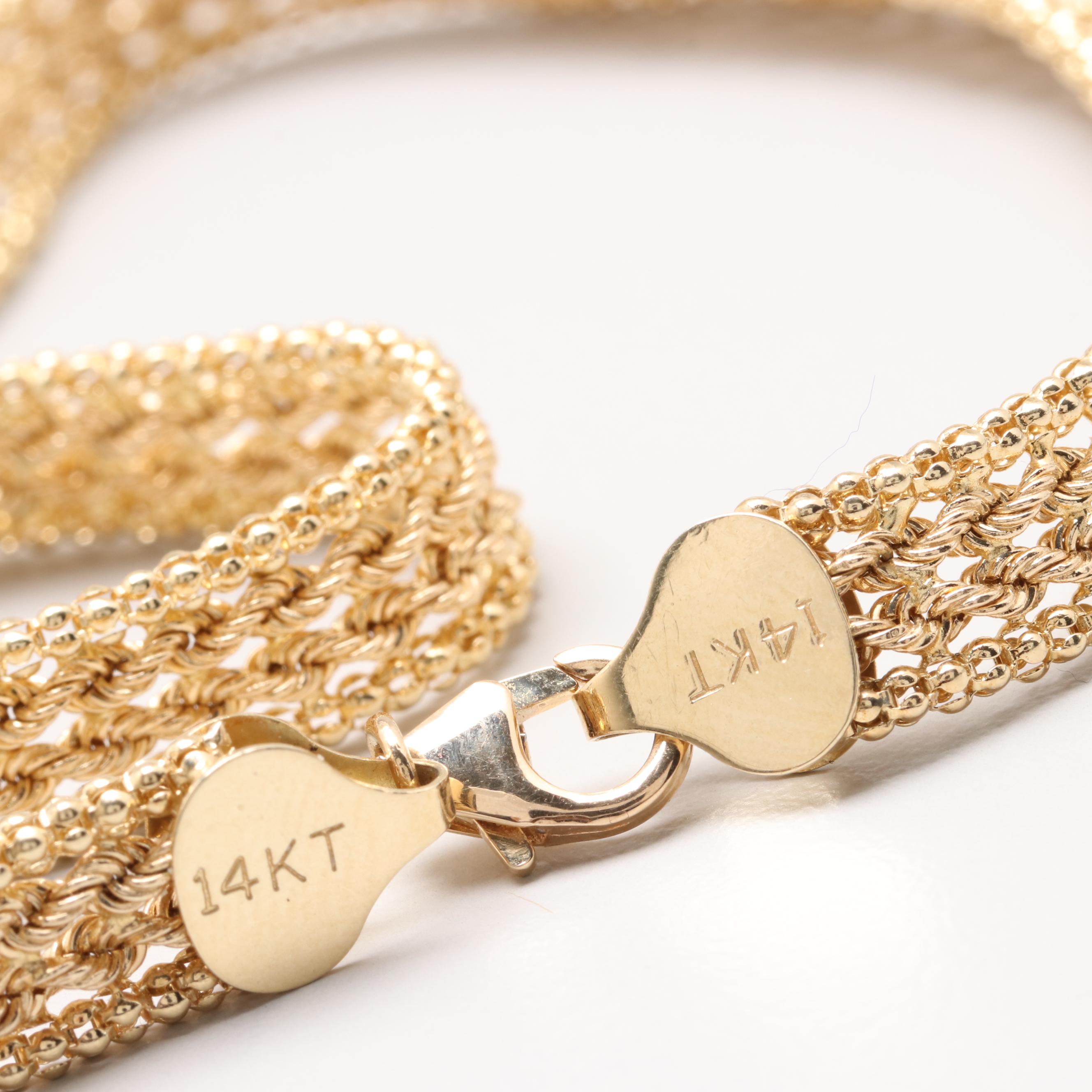14K Yellow Gold Fancy Weave Necklace