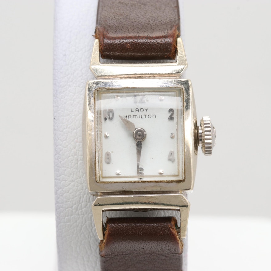 Lady Hamilton 14K White Gold Stem Wind Diane Wristwatch