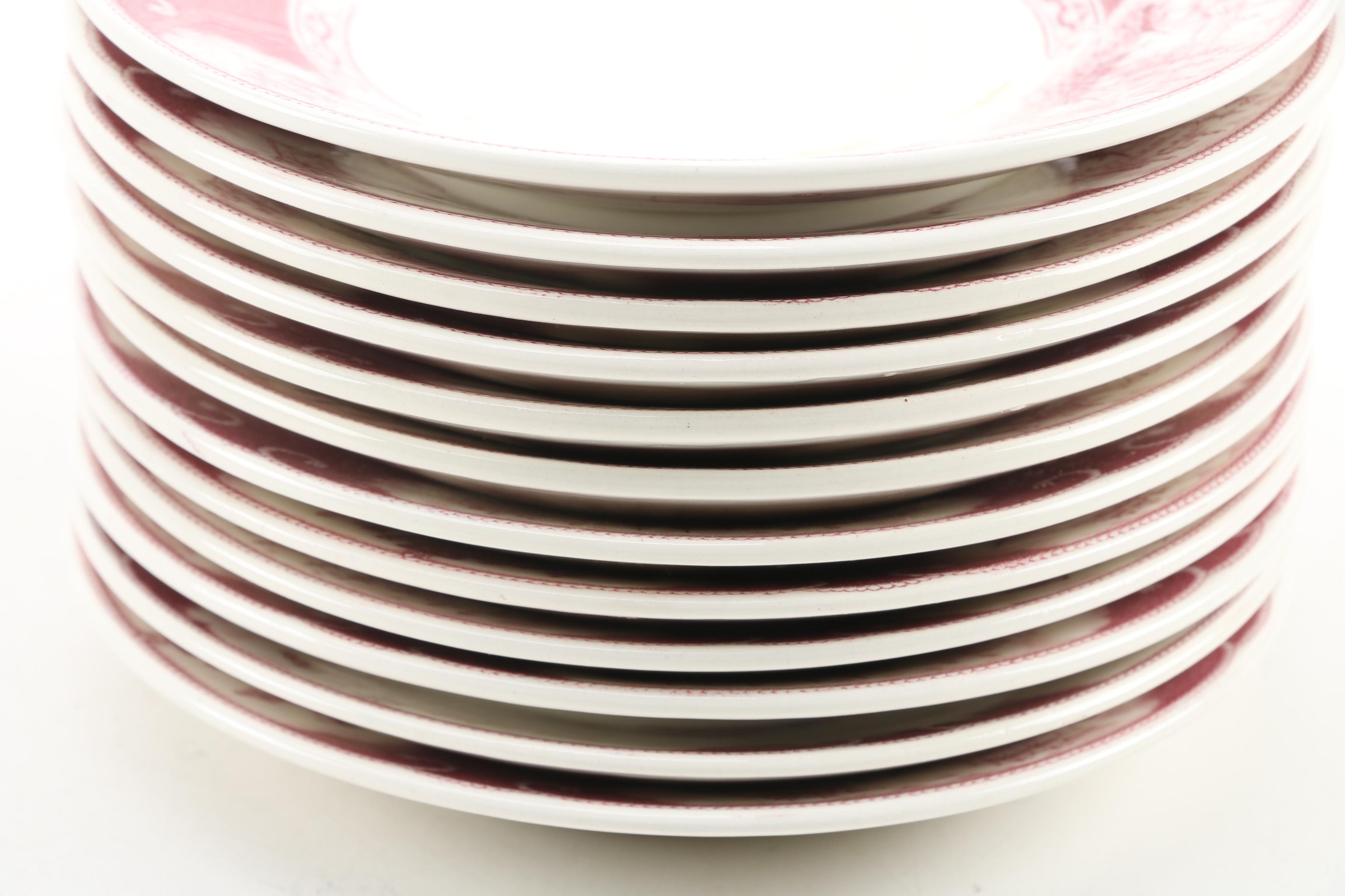 Wedgwood "U.S. Naval Academy" Earthenware Plates in Mulberry, 1930s/ Early 1940s