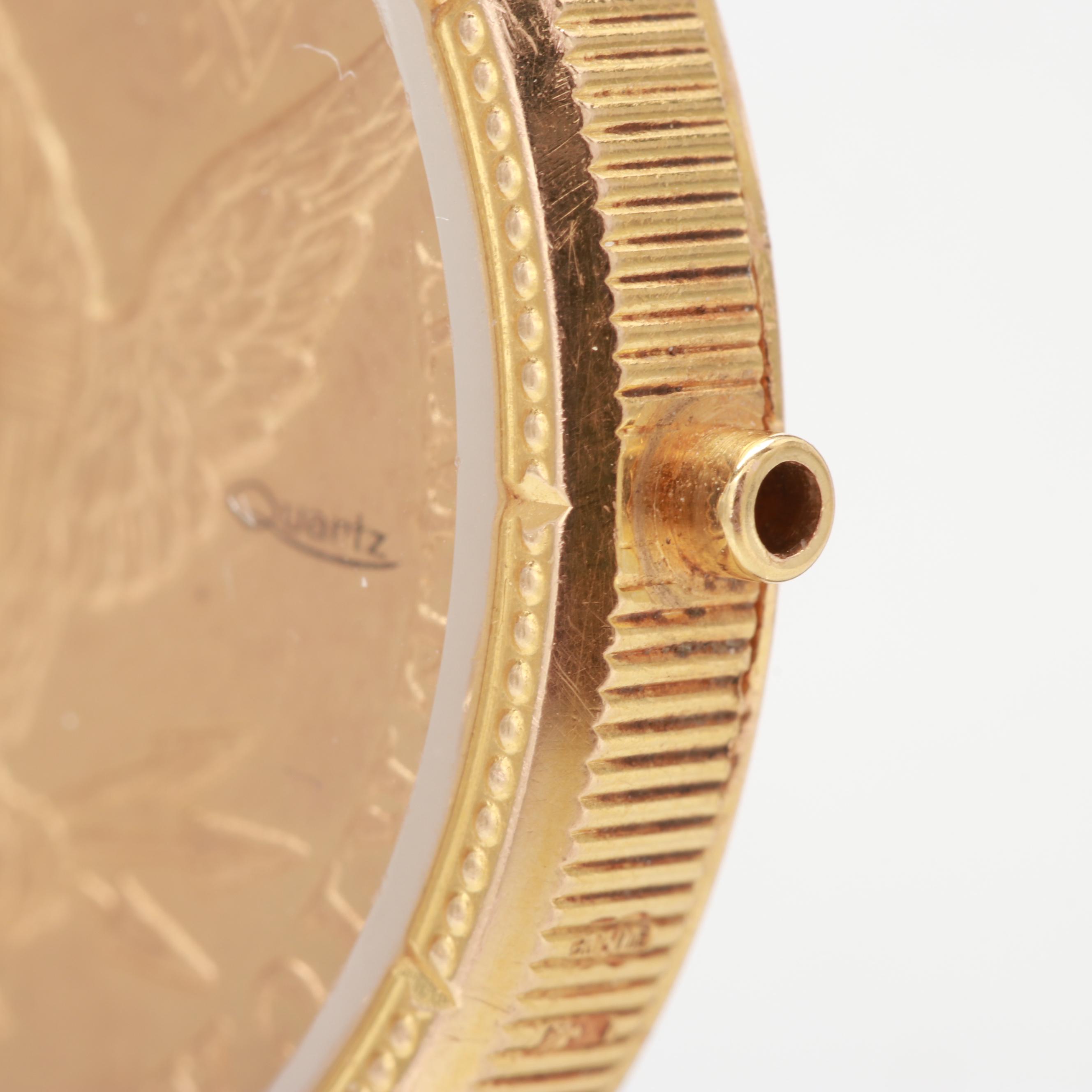 Corum 18K and 22K Yellow Gold Quartz Watch With 1899 Liberty Head Coin Dial