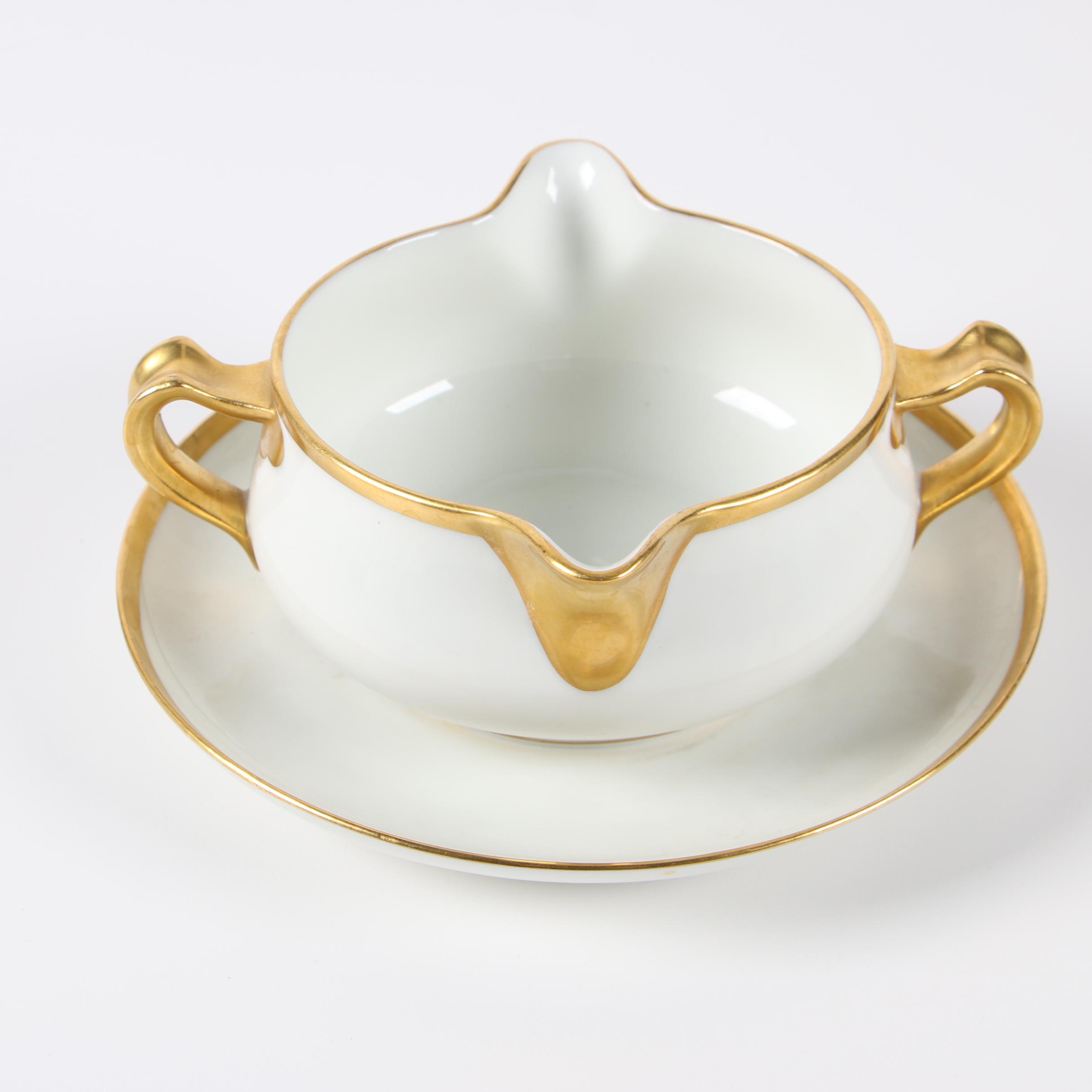 Haviland Limoges Porcelain Dinnerware with Crown Staffordshire Gravy Boat