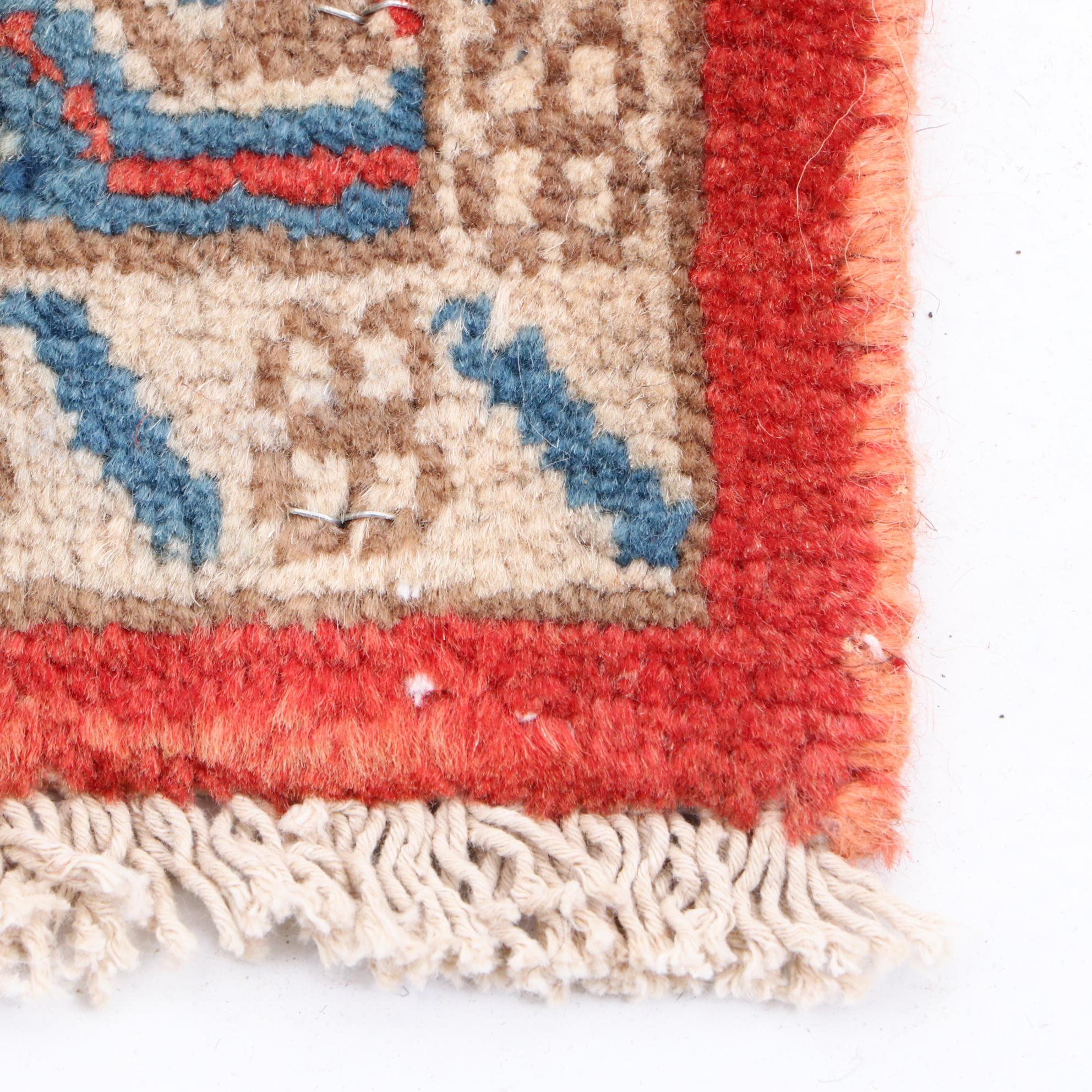 Hand-Knotted Inscribed Persian Mir-A-Boteh Carpet Runner