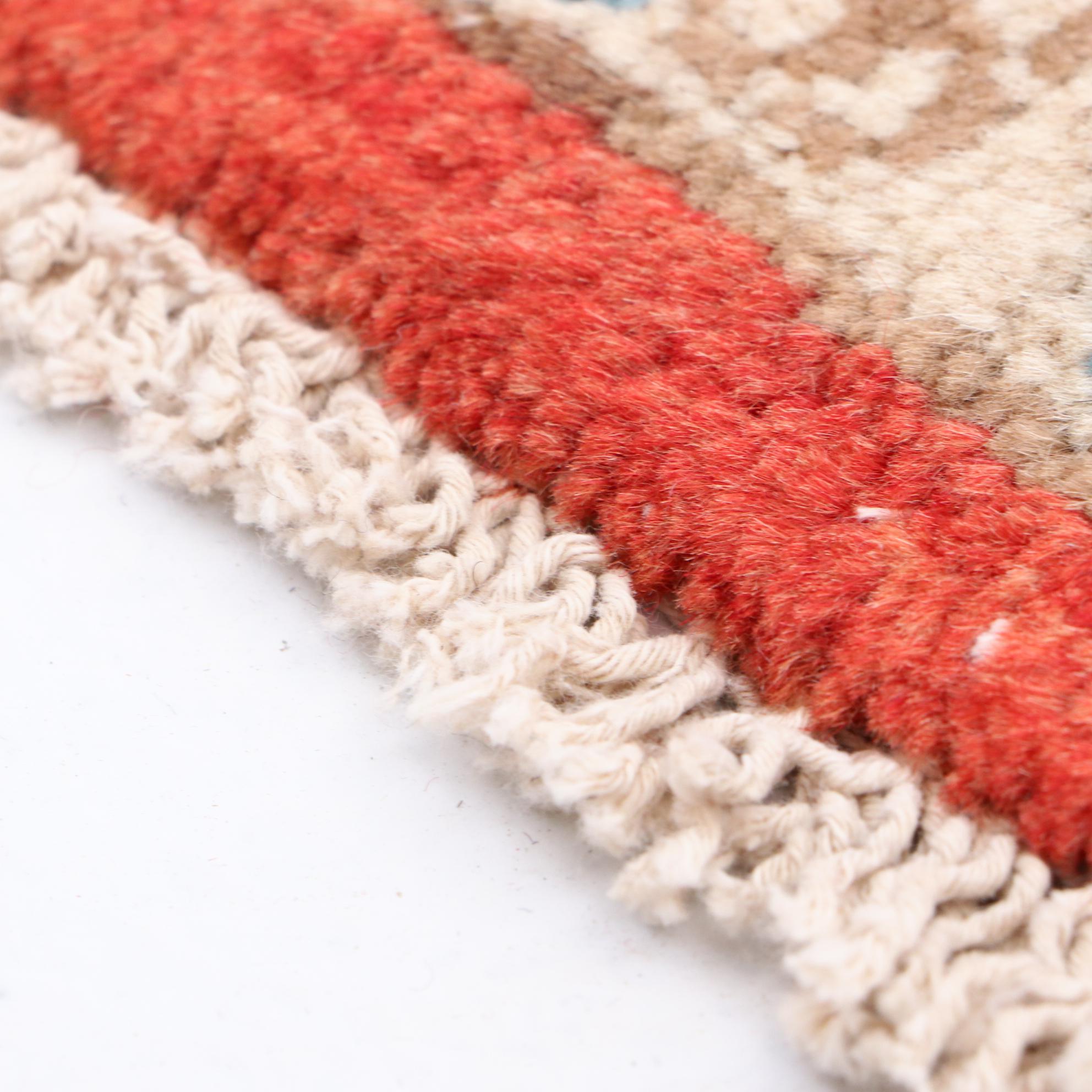 Hand-Knotted Inscribed Persian Mir-A-Boteh Carpet Runner