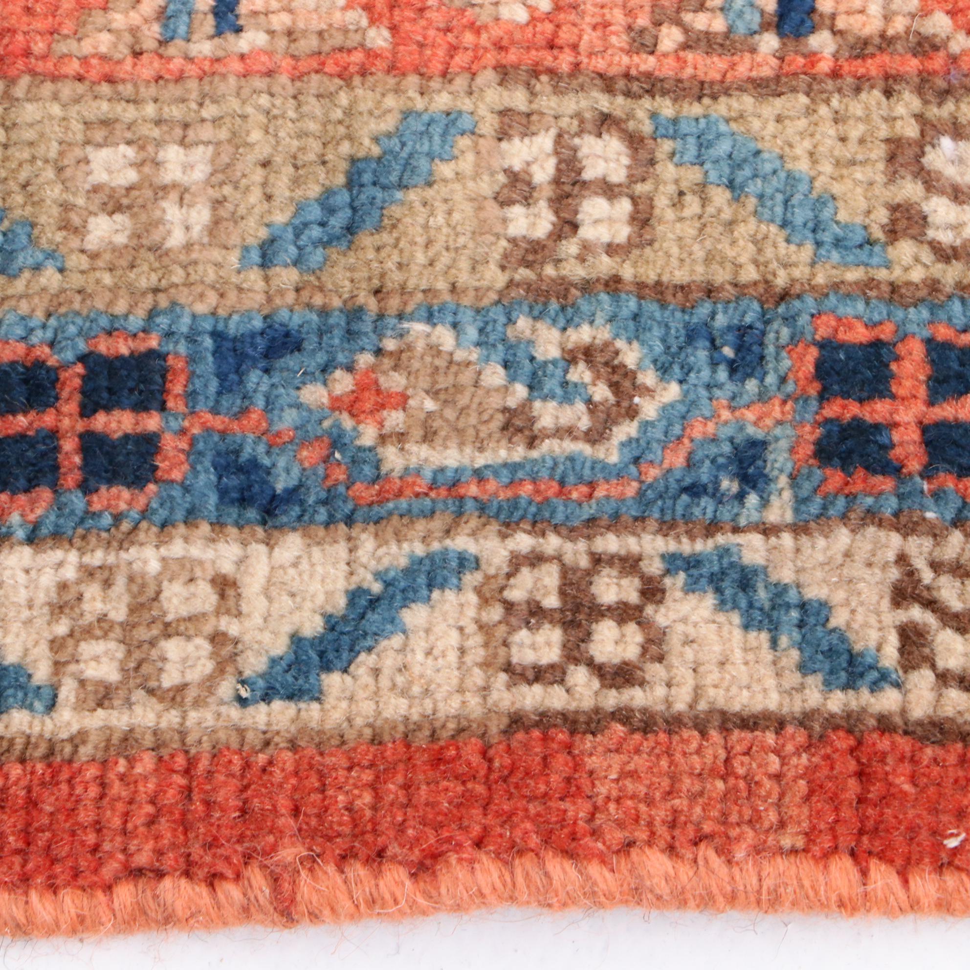 Hand-Knotted Inscribed Persian Mir-A-Boteh Carpet Runner