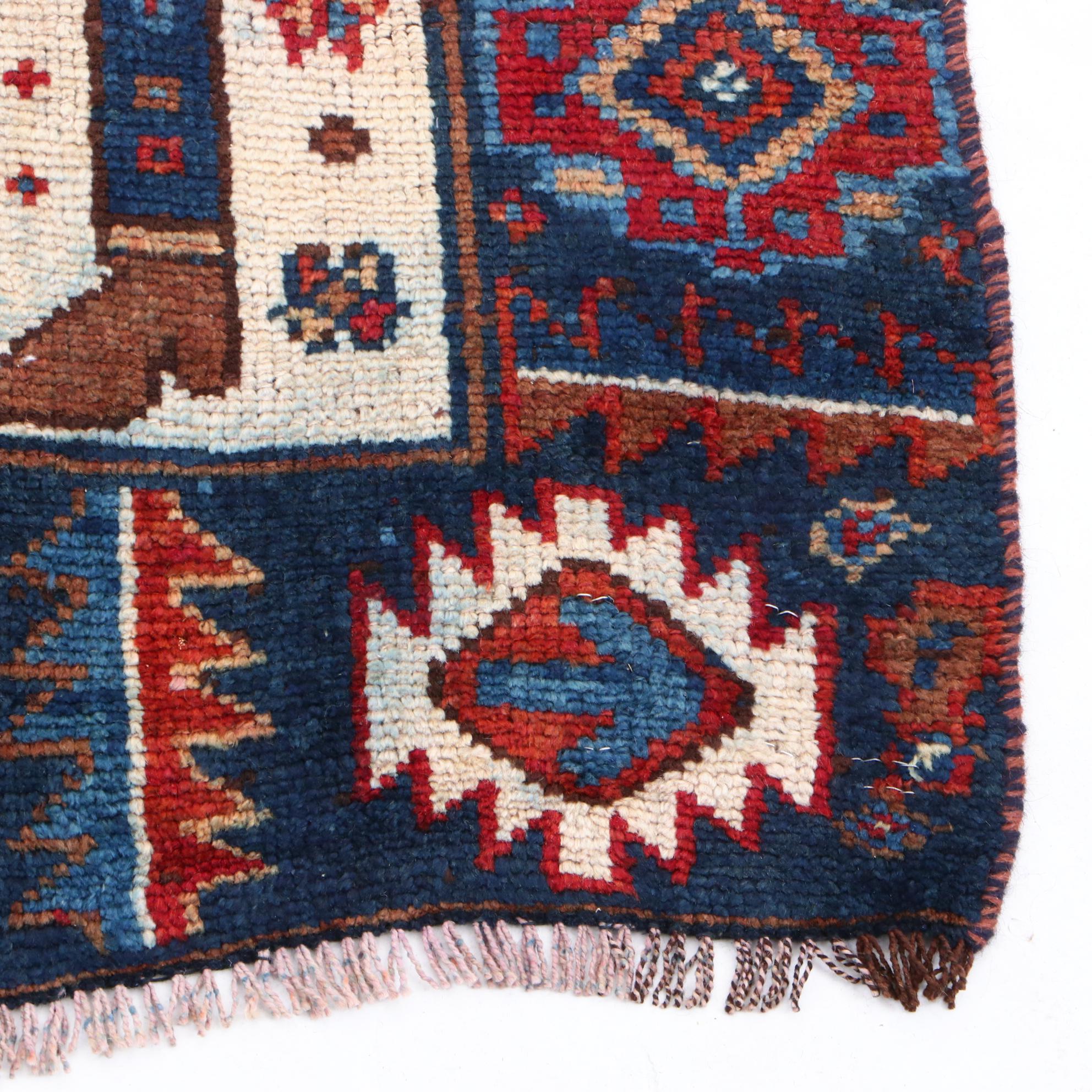 Hand-Knotted Pictorial Persian Qashqai Long Rug