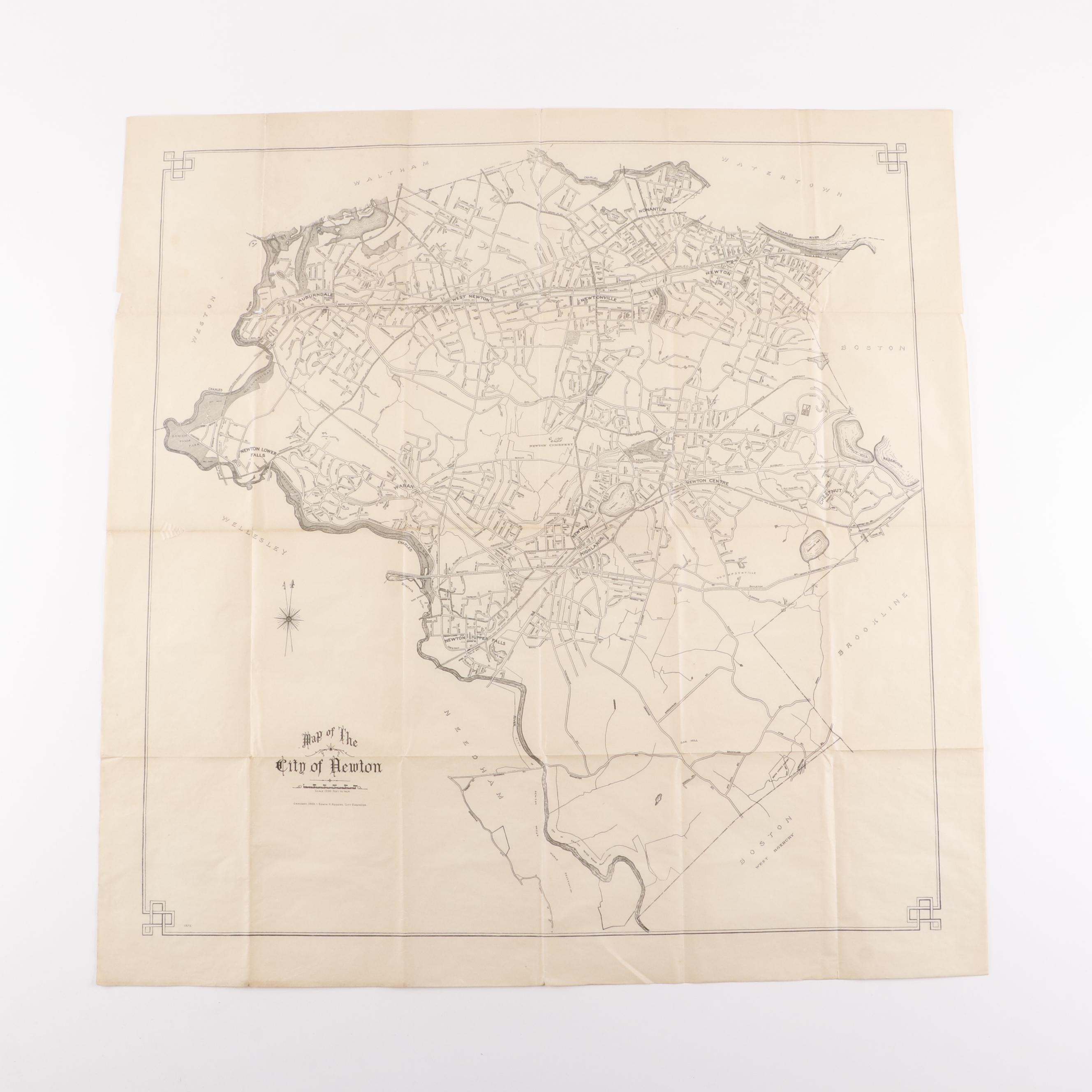 1909 City Map of Newton, MA