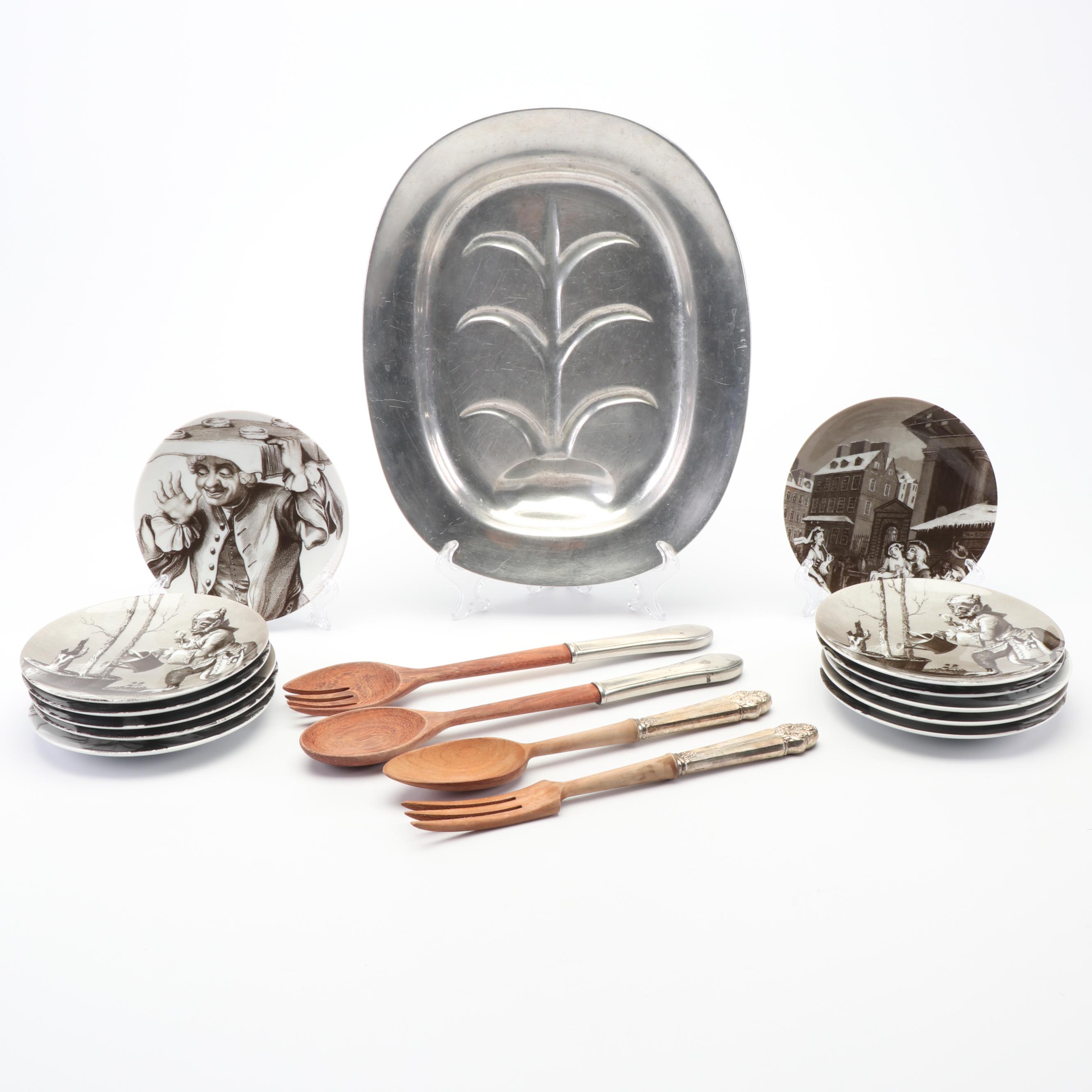 Williams-Sonoma "William Hogarth" Plates with Wilton Armetale Meat Tray and More