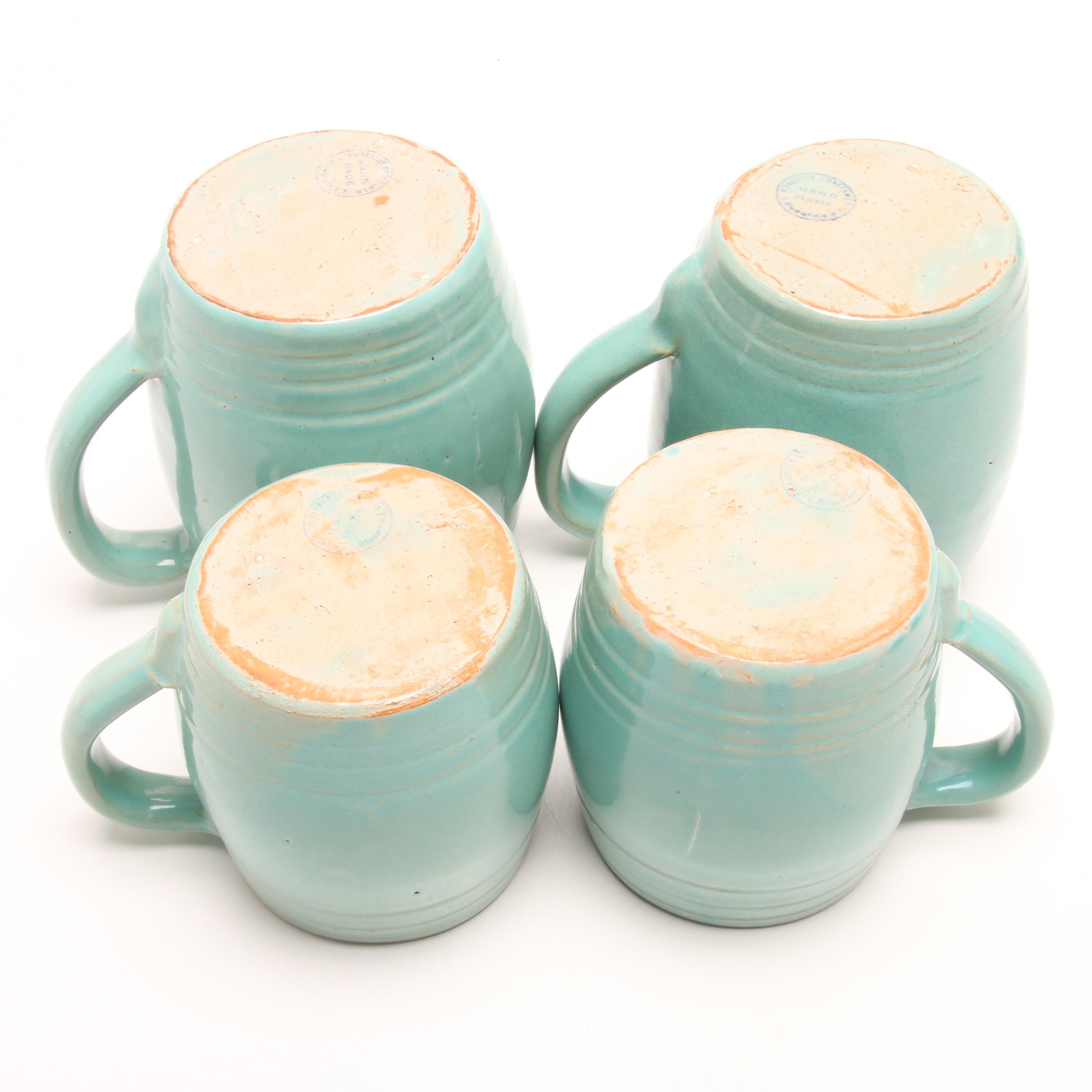 Wheel Thrown Roadside Craftsmen Stoneware Mugs, Early to Mid-20th Century