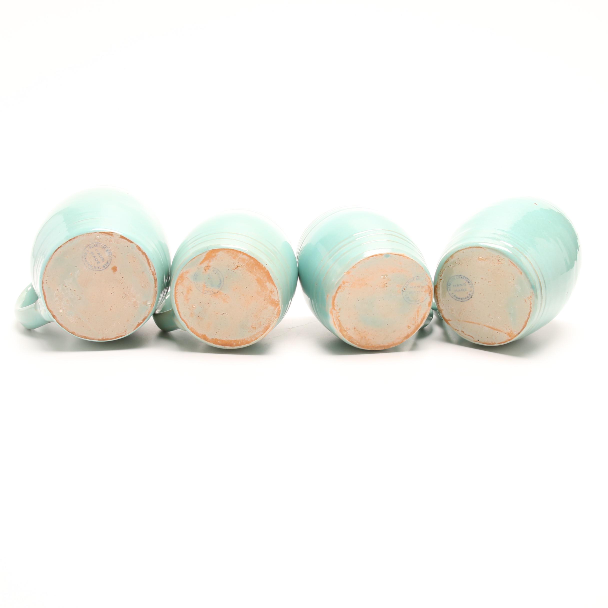 Wheel Thrown Roadside Craftsmen Stoneware Mugs, Early to Mid-20th Century