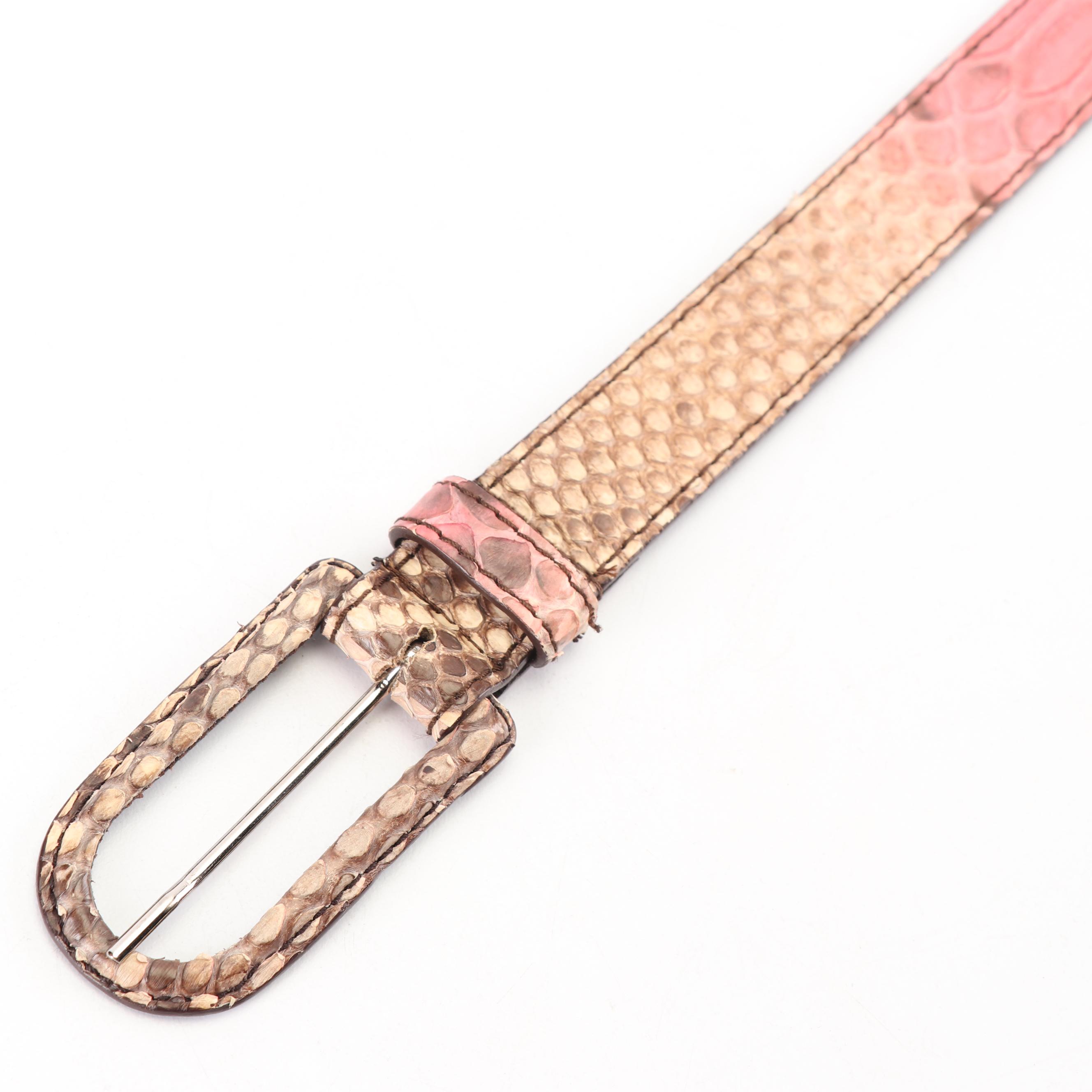 Women's Prada Pink and Tan Python Belt