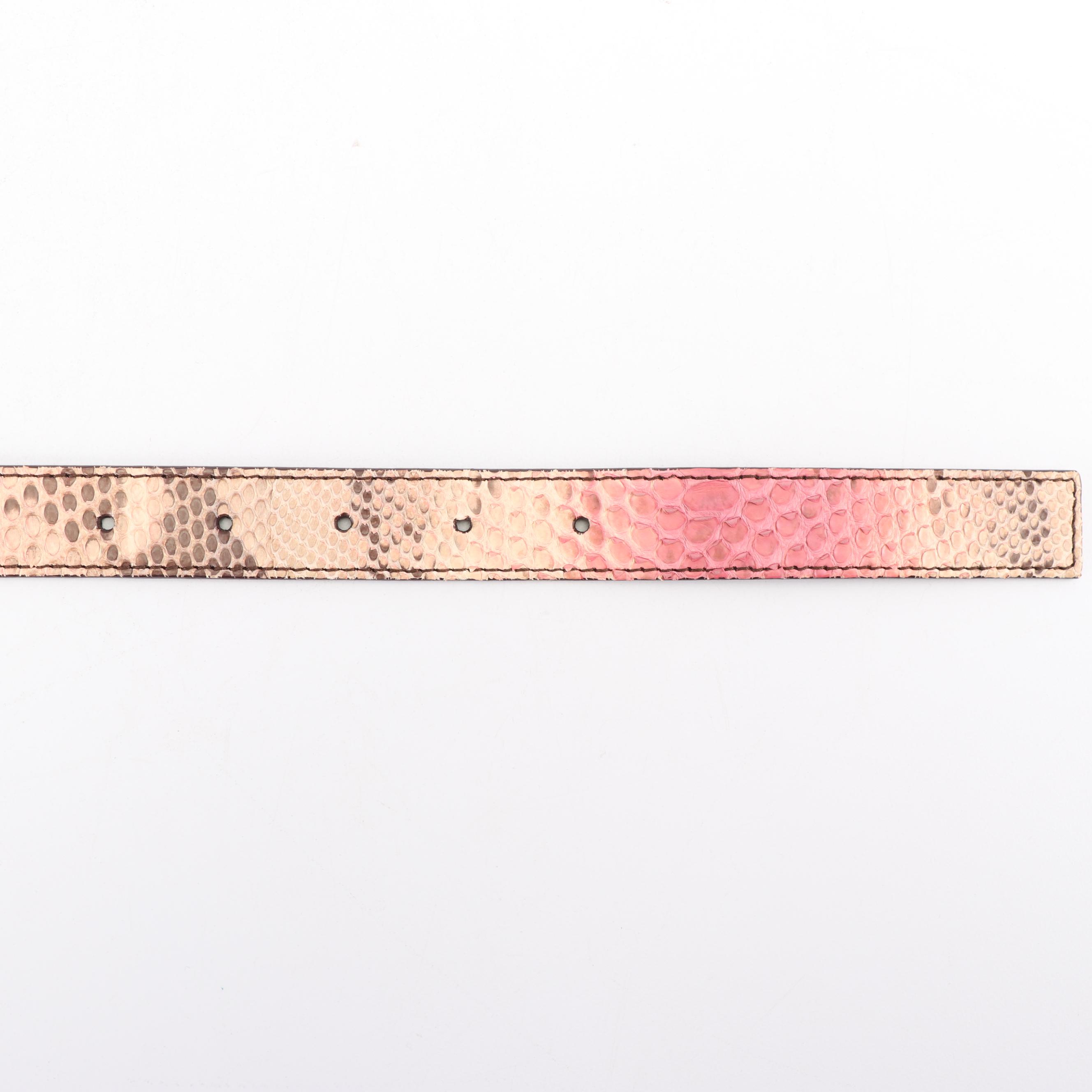 Women's Prada Pink and Tan Python Belt