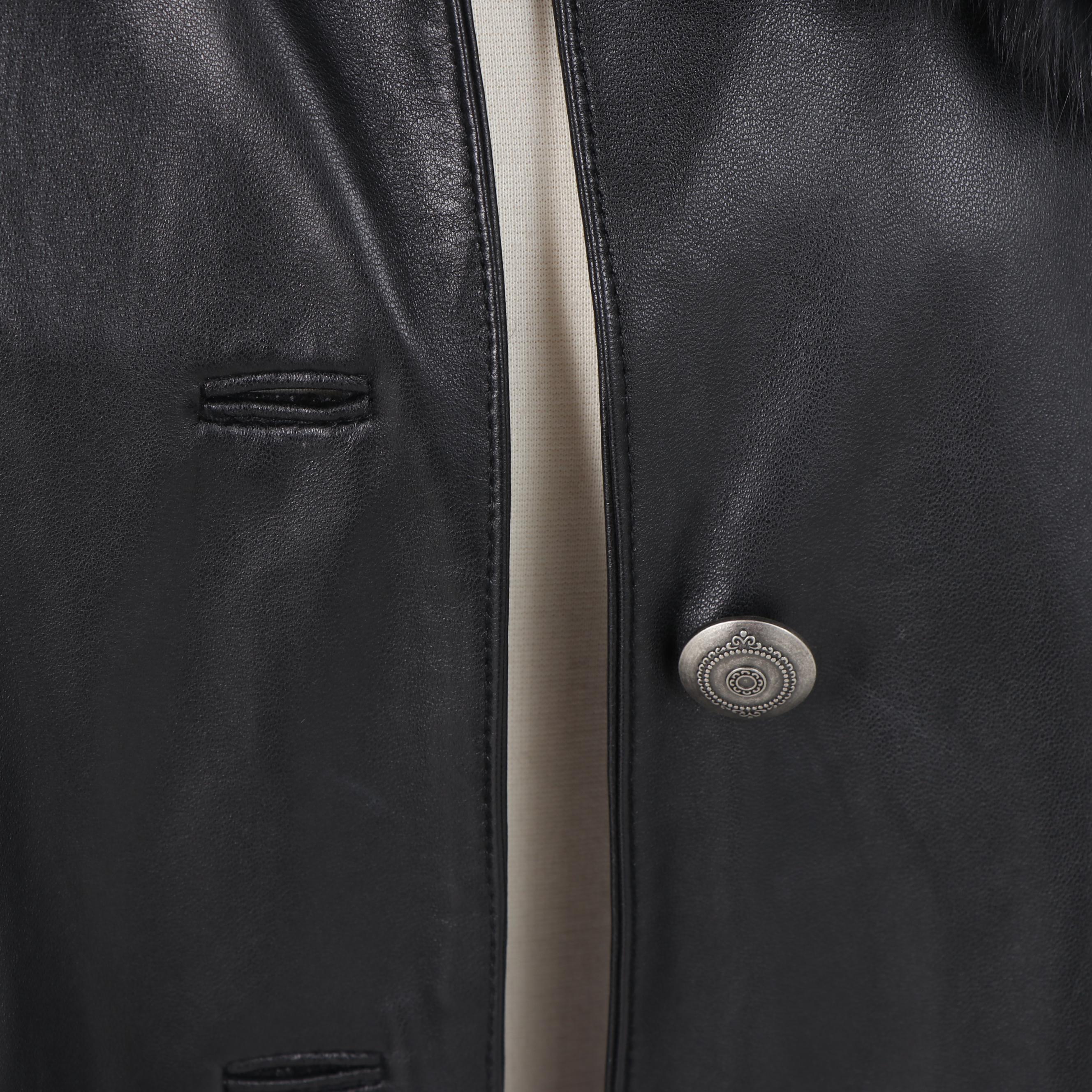 Marvin Richards New York Black Leather Jacket with Removable Fox Fur Collar
