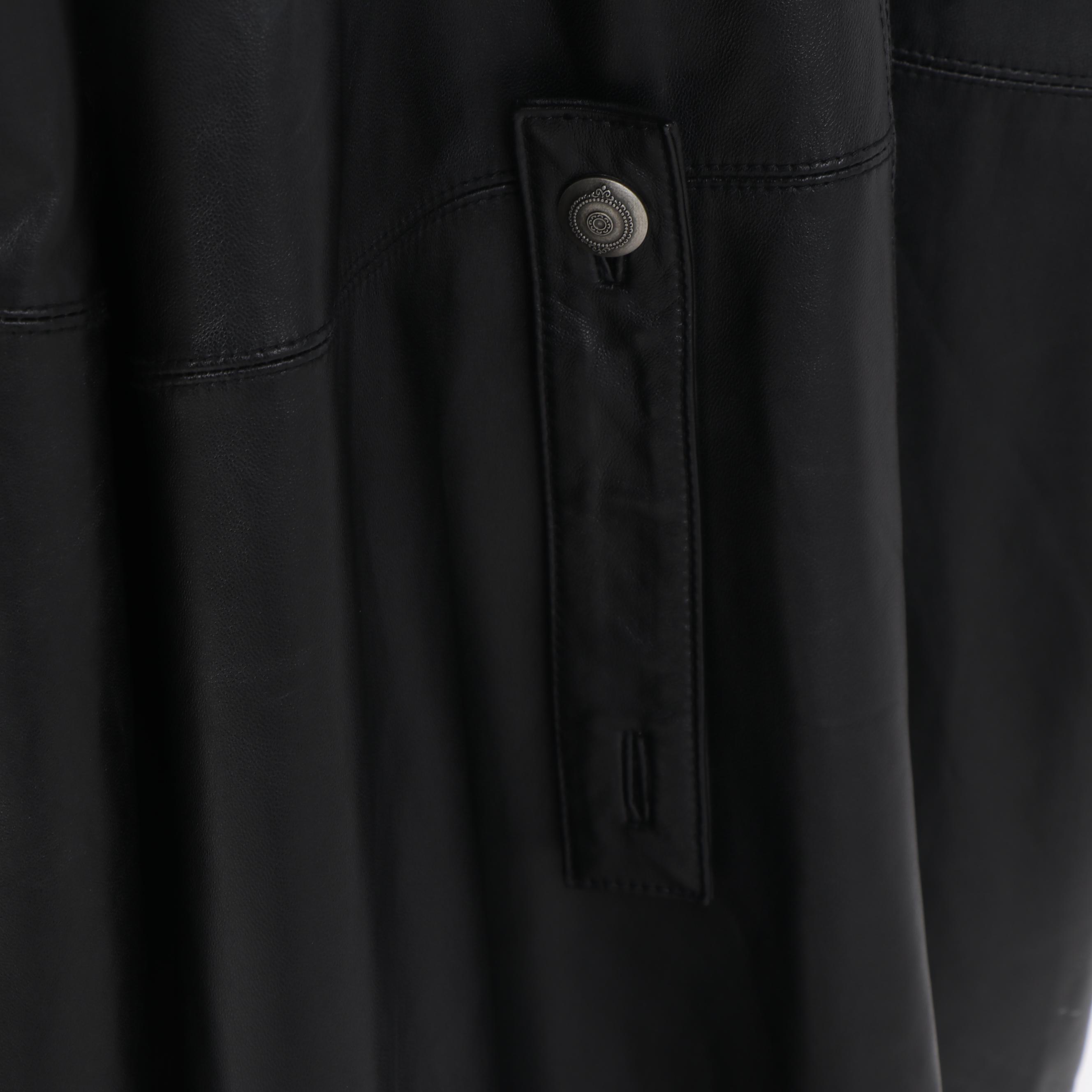 Marvin Richards New York Black Leather Jacket with Removable Fox Fur Collar