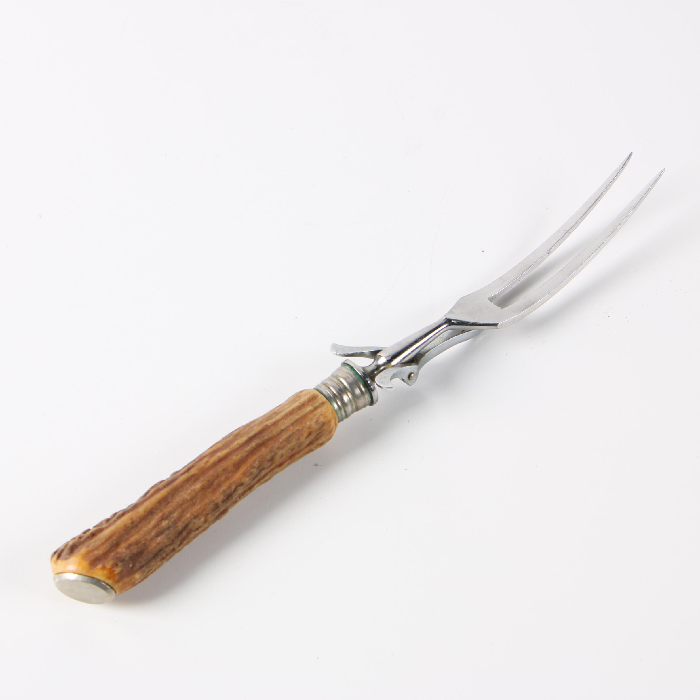 Hoffritz German Stainless Steel and Stag Handle Carving Set