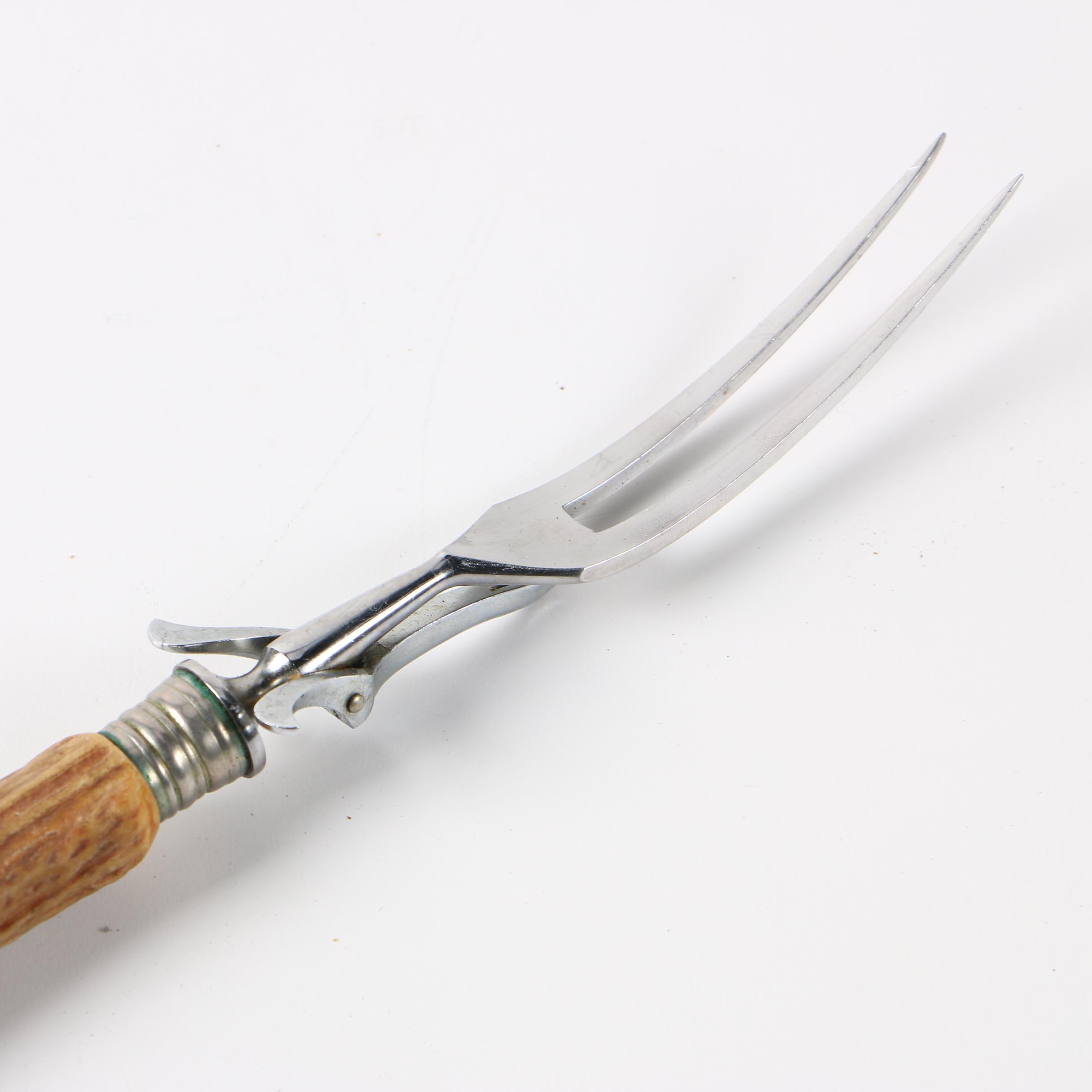 Hoffritz German Stainless Steel and Stag Handle Carving Set