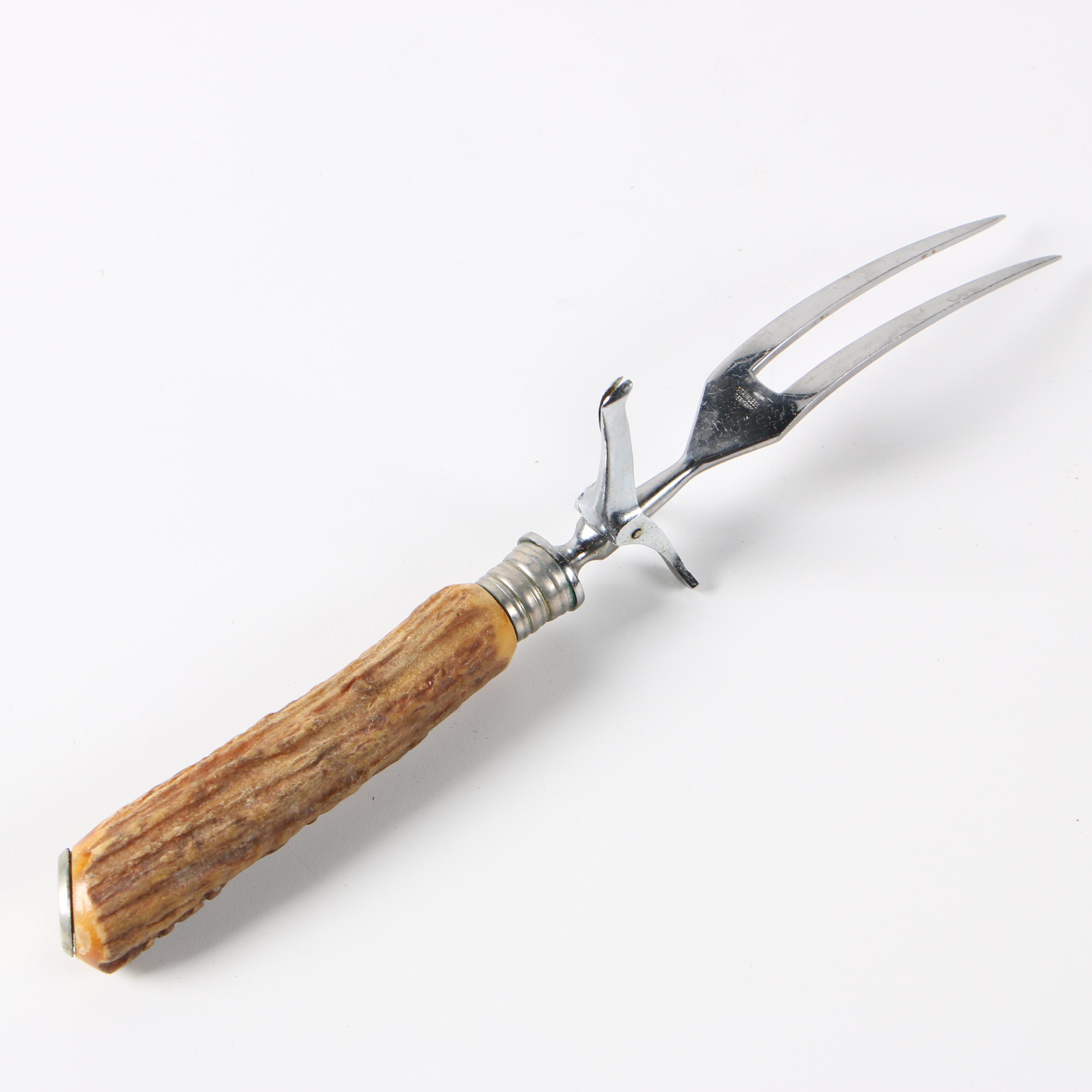 Hoffritz German Stainless Steel and Stag Handle Carving Set