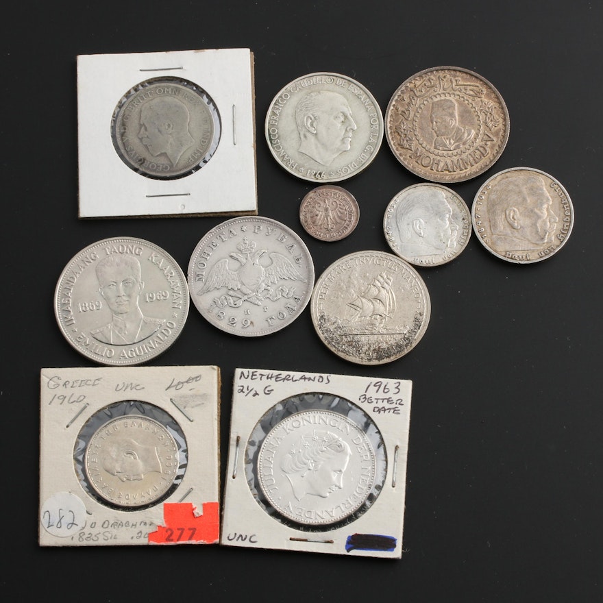 Group of 10 Various Foreign Silver Coins