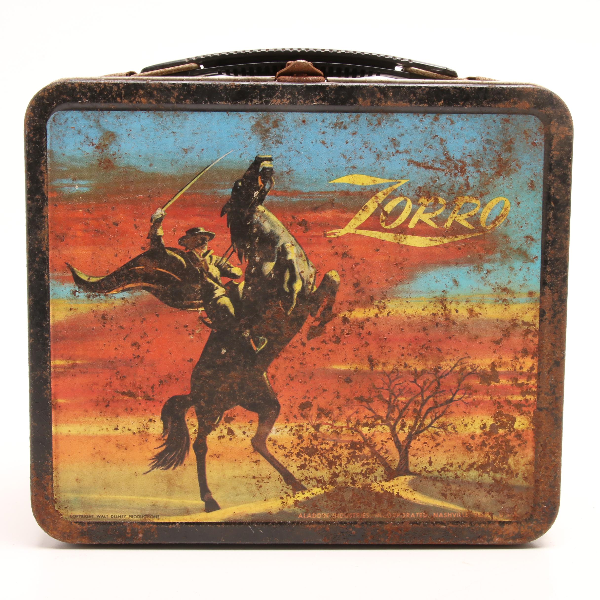 1950s Walt Disney "Zorro" Aladdin Industries Metal Lunch Box