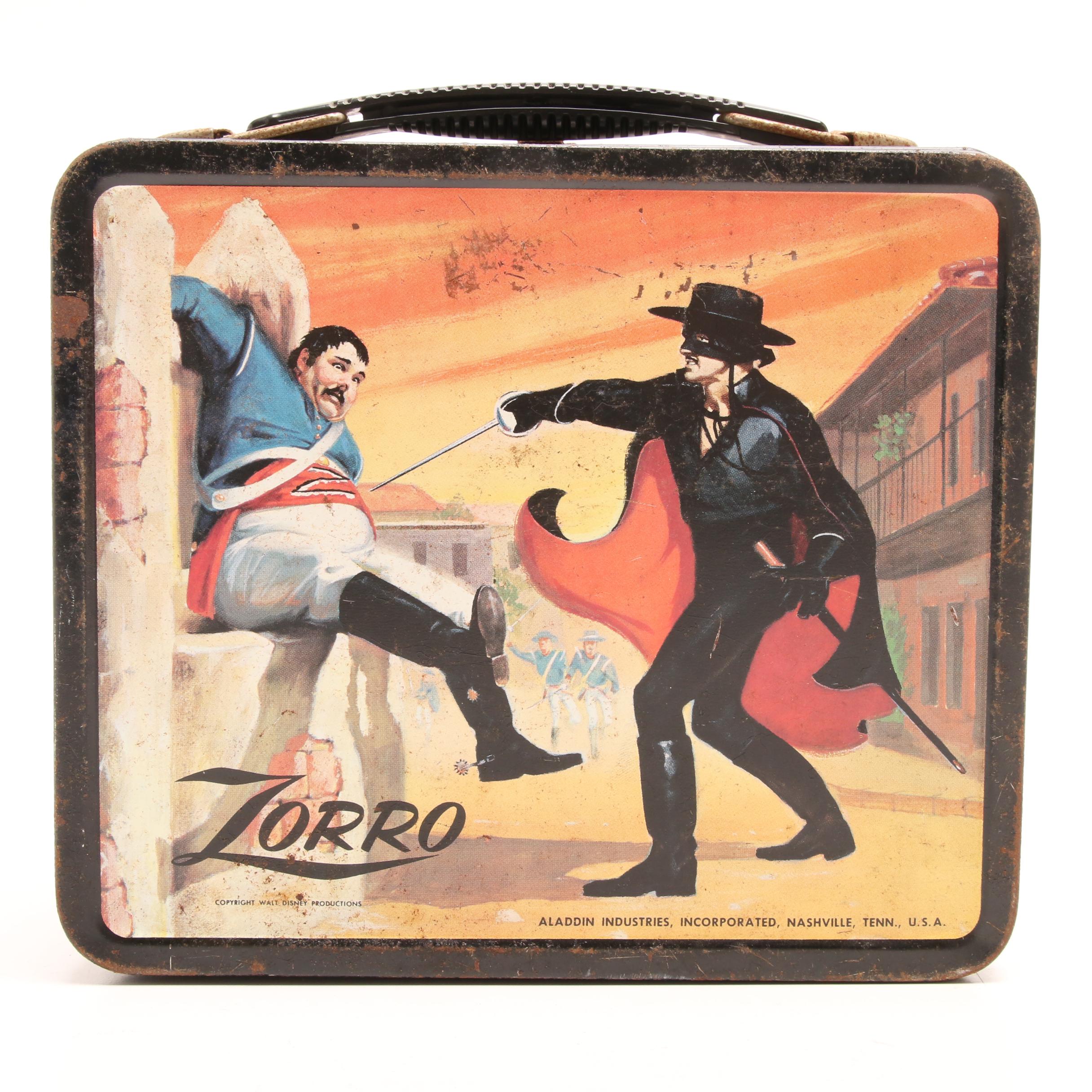 1950s Walt Disney "Zorro" Aladdin Industries Metal Lunch Box
