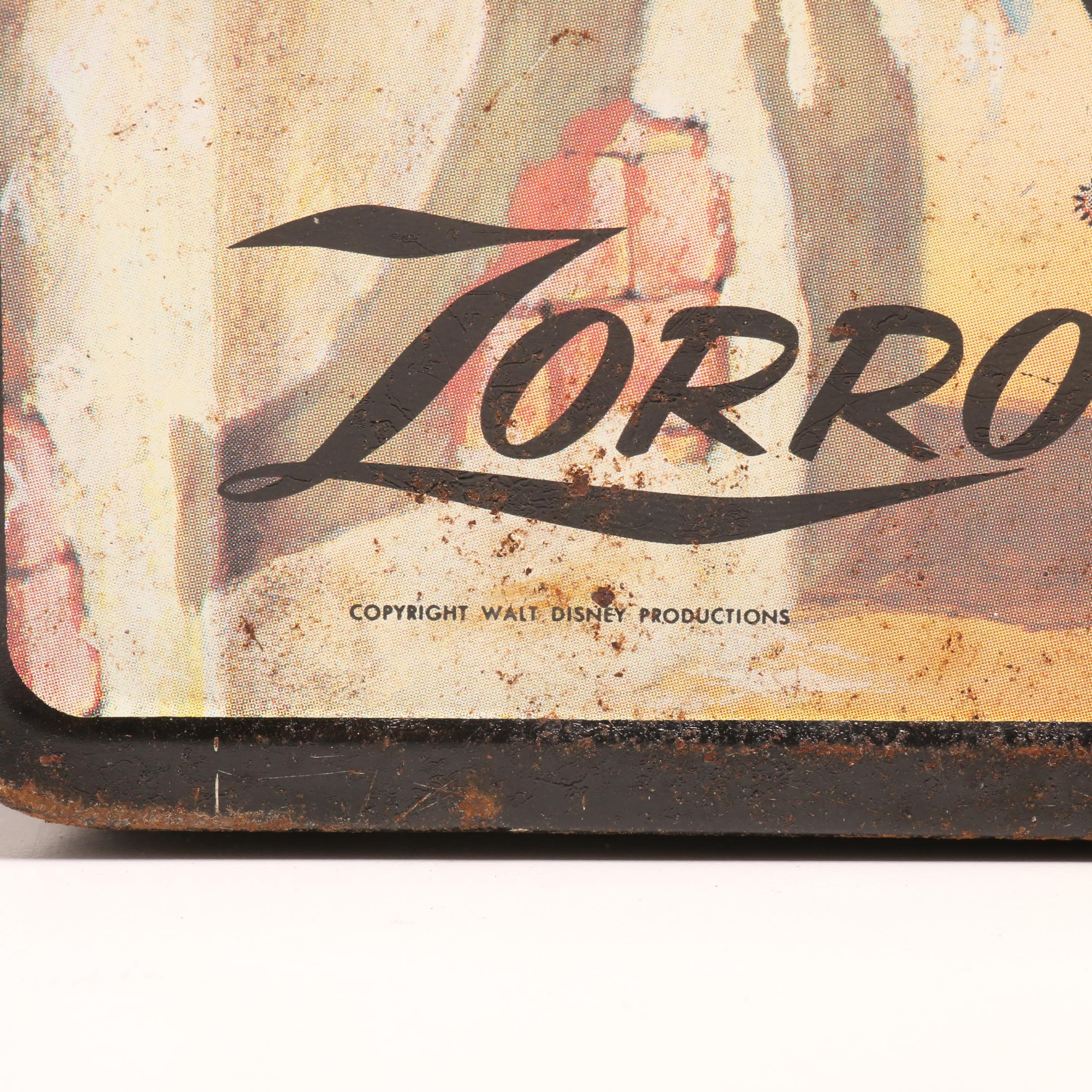 1950s Walt Disney "Zorro" Aladdin Industries Metal Lunch Box