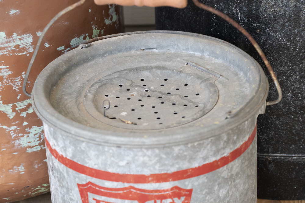 Vintage Falls City Minnow Bucket, Milk Can and Copper Hose Bucket