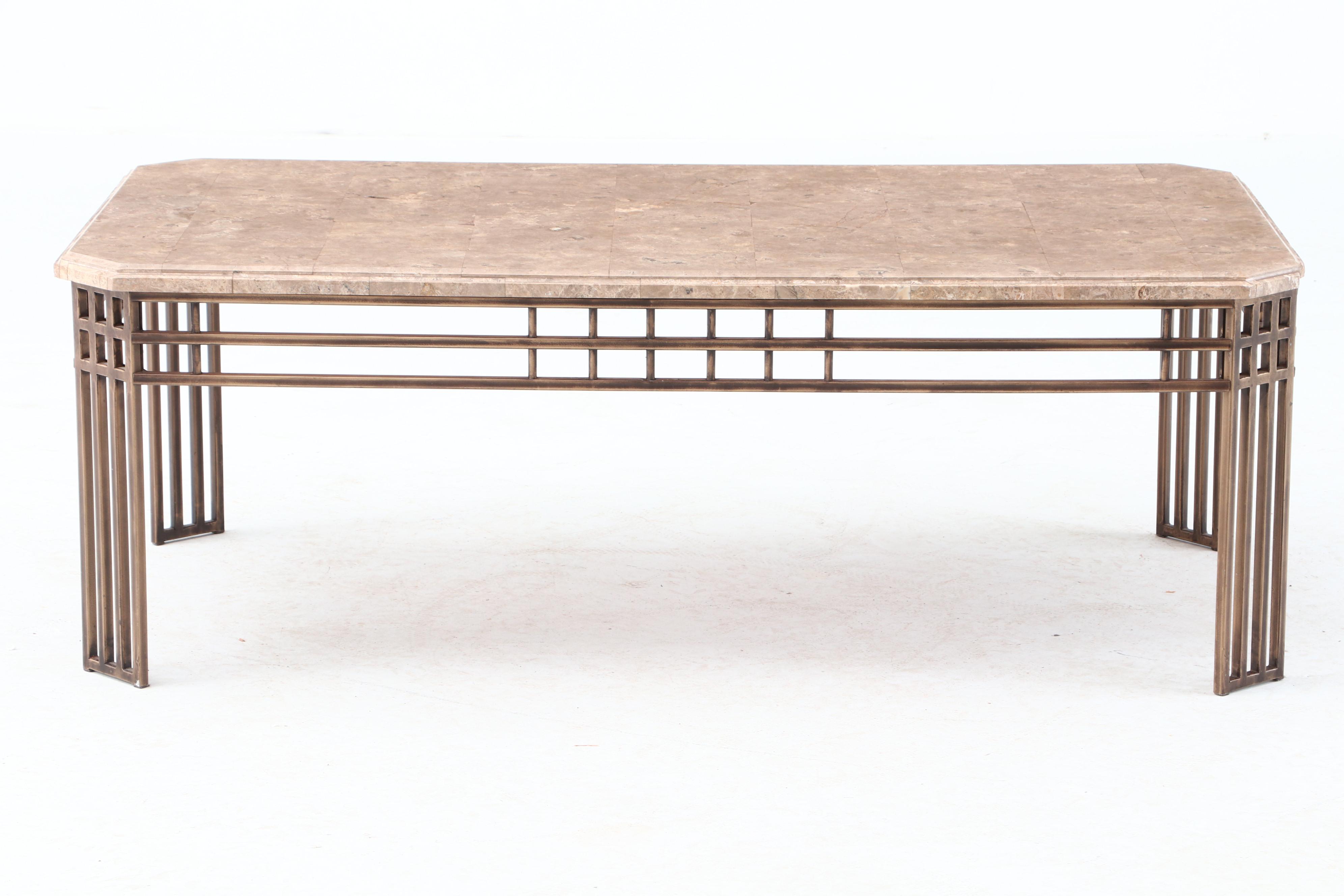 Granite Top Metal Base Coffee Table