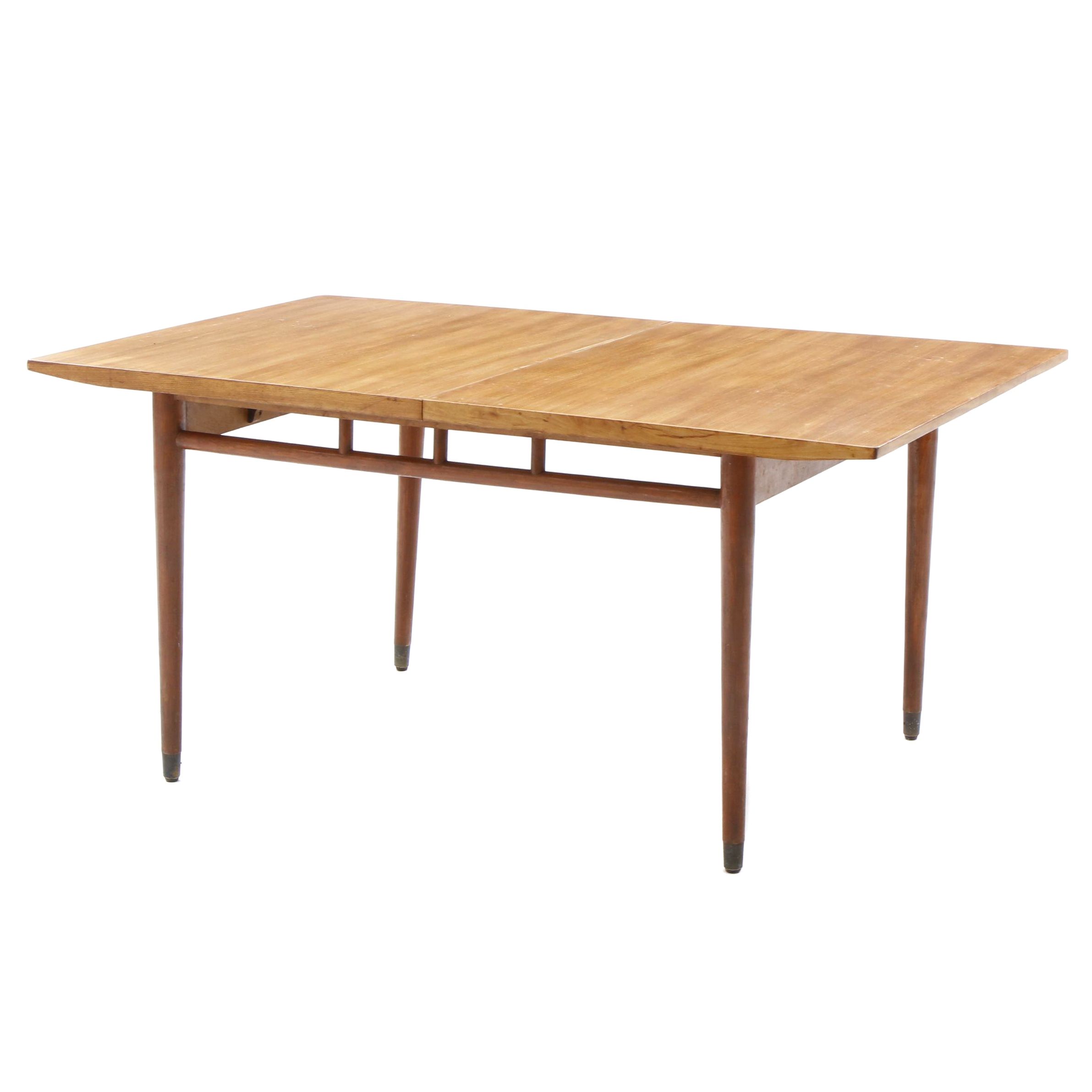 Modern Dining Table and Leaves in Walnut by Drexel, 1970s