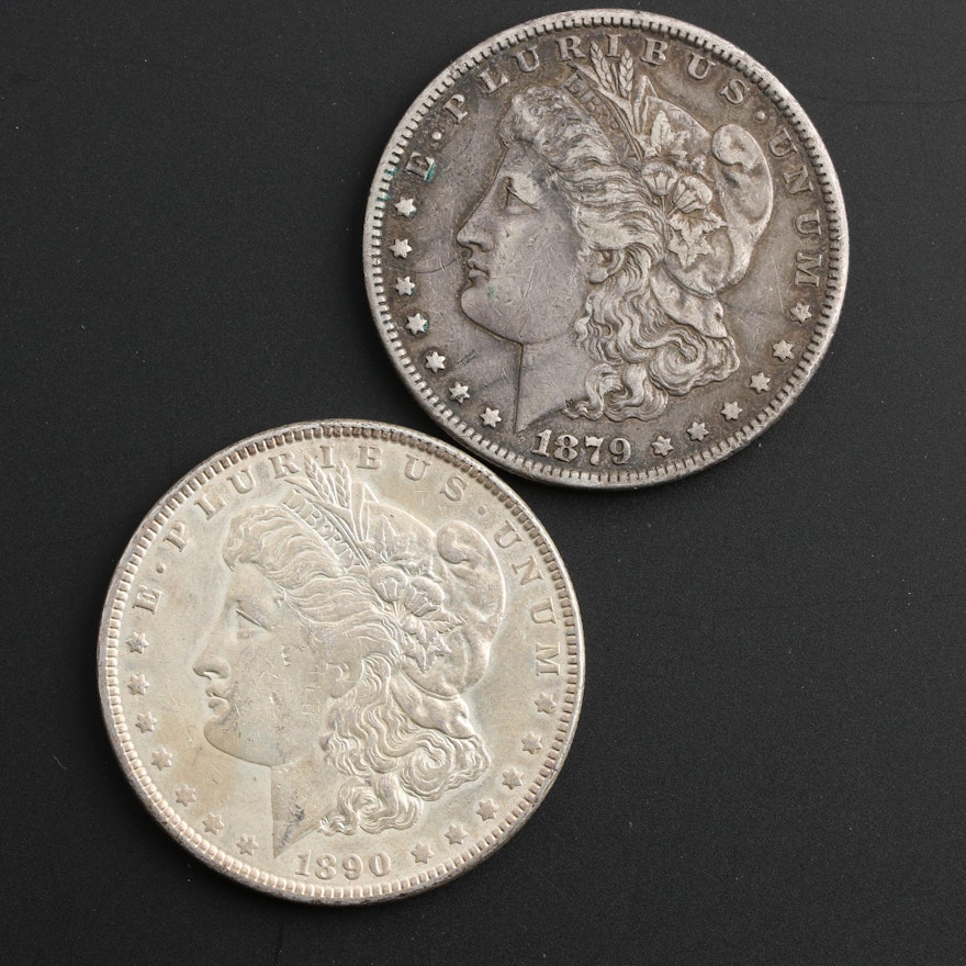 1879-S and 1890 Morgan Silver Dollars