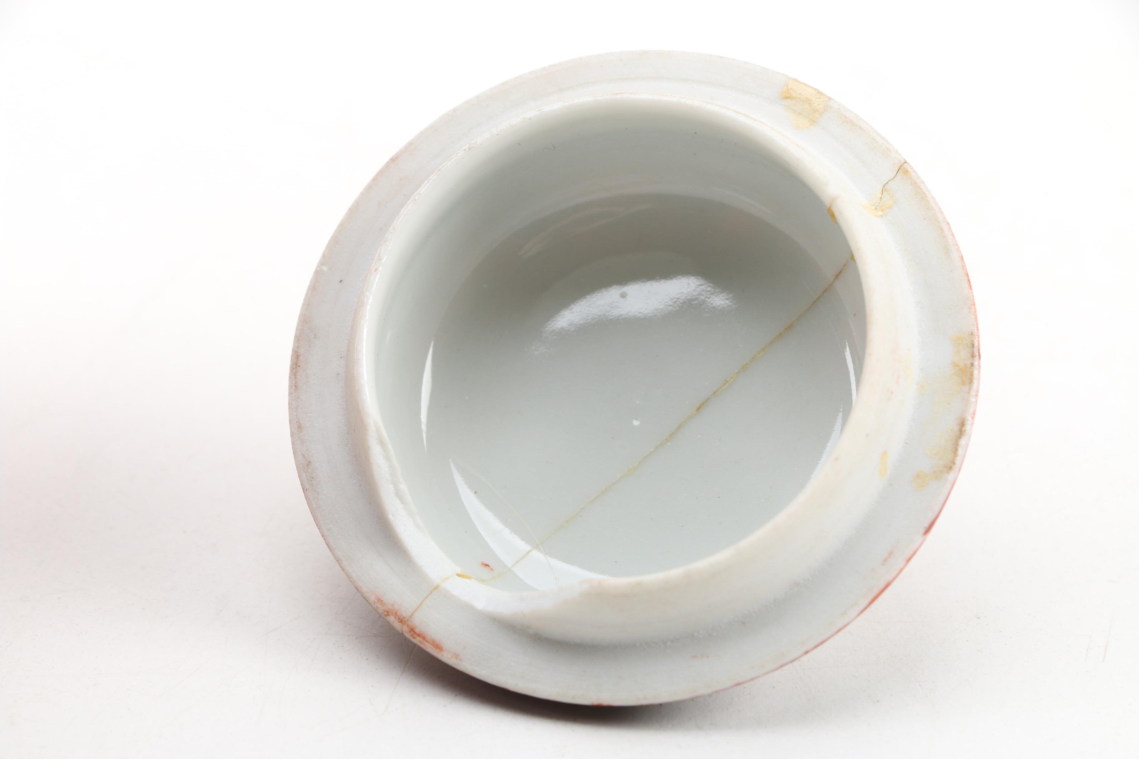 Chinese Rust and Silver Tone Ceramic Teapot and Sugar Bowl