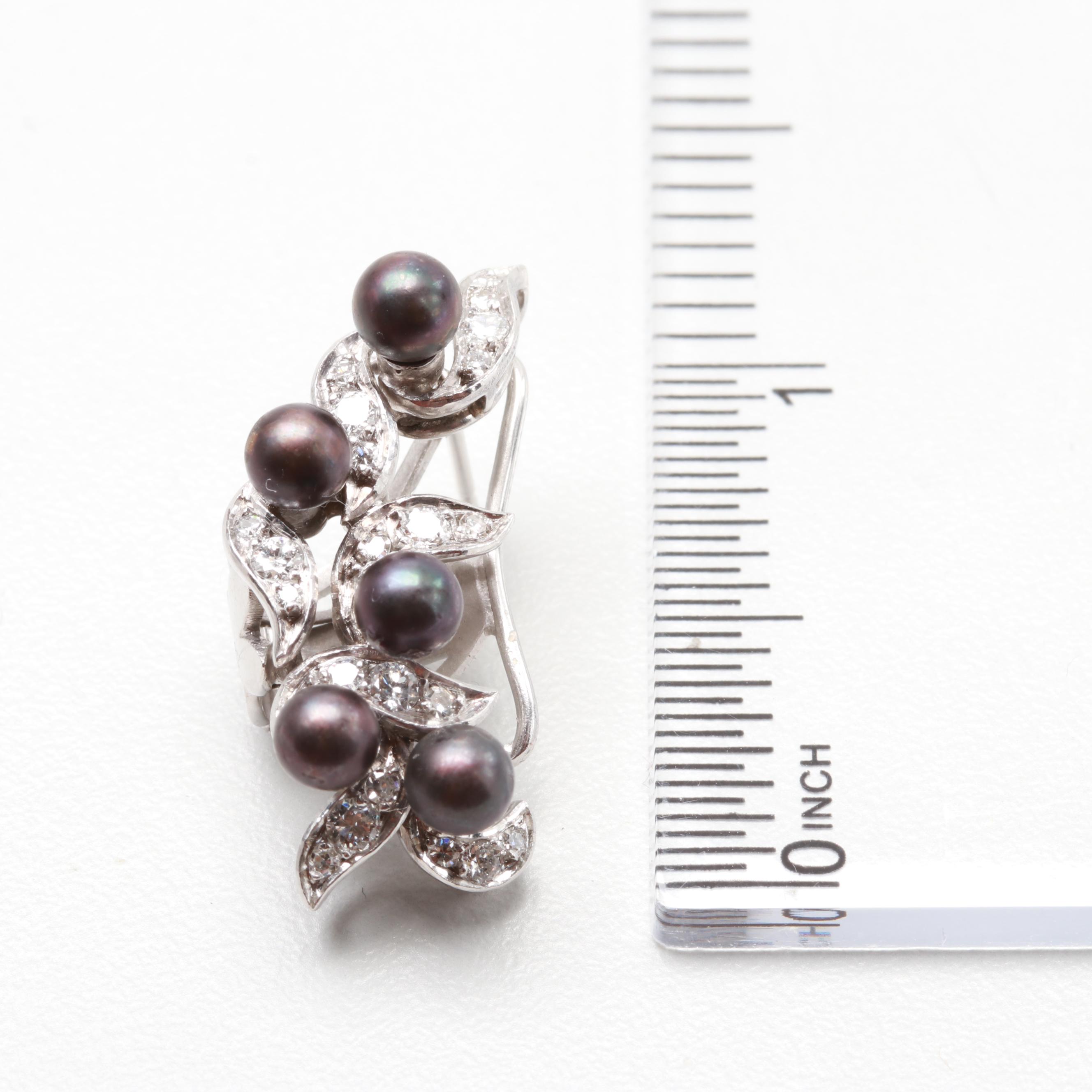 Platinum, 18K and 14K Cultured Pearl and Diamond Earrings