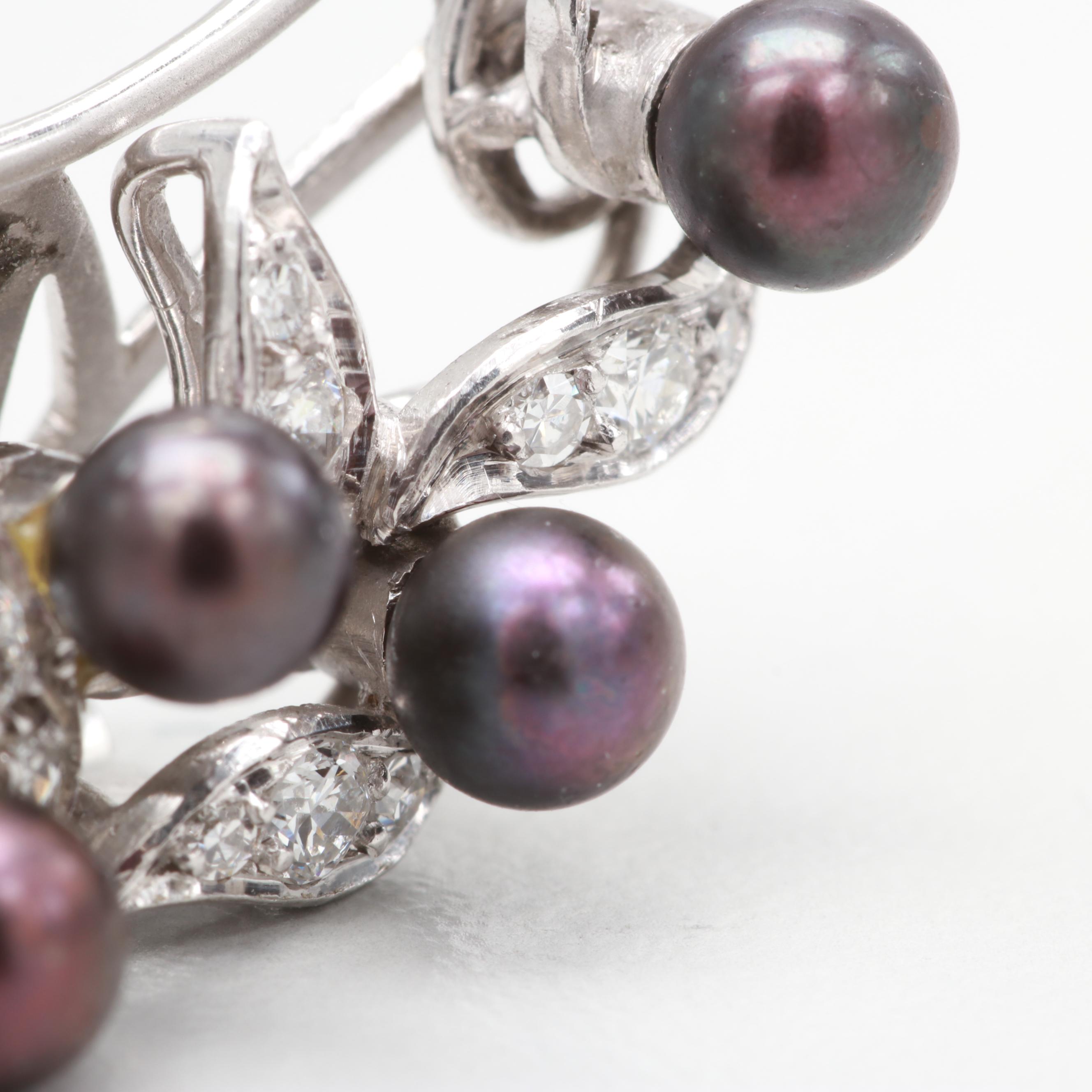 Platinum, 18K and 14K Cultured Pearl and Diamond Earrings