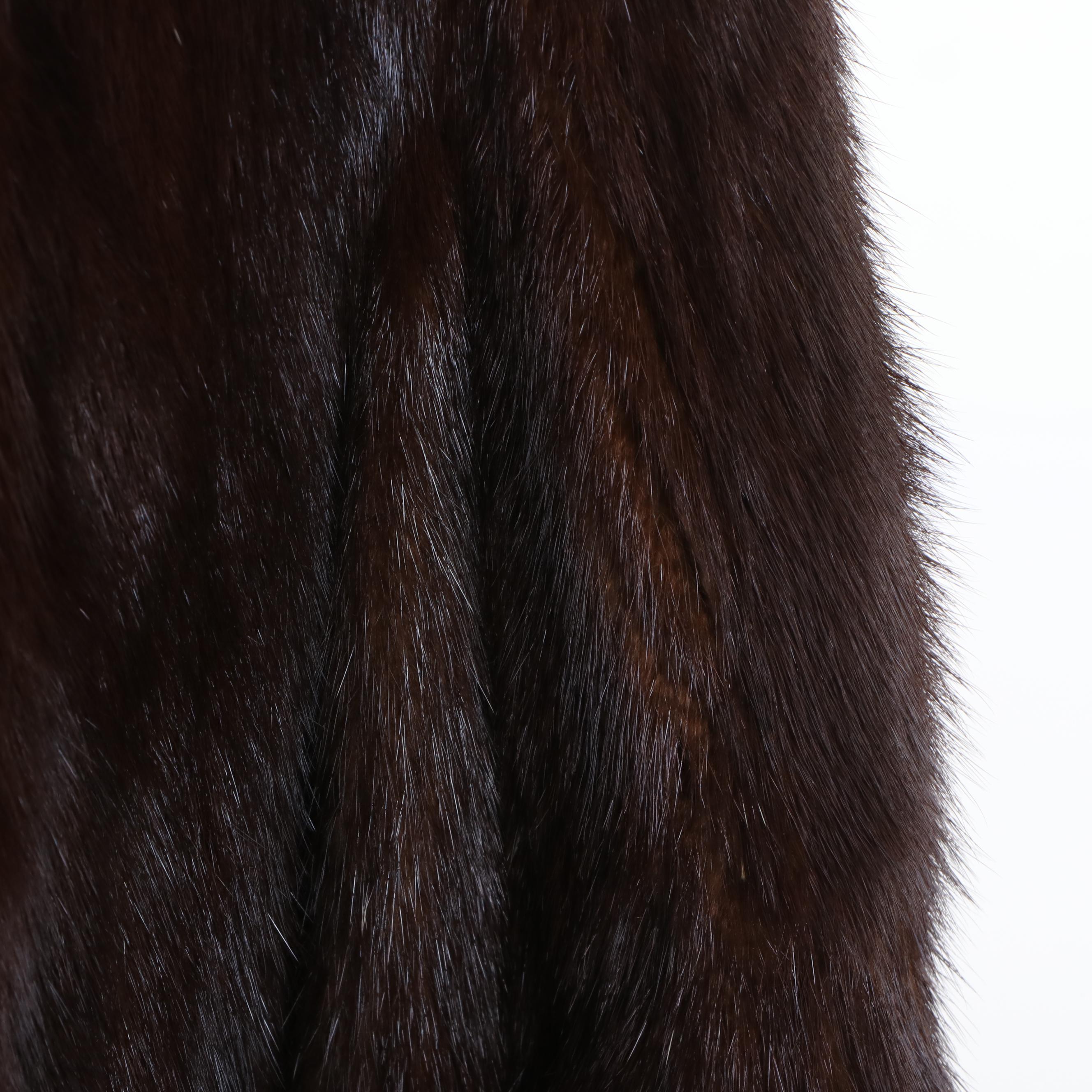 Women's Vintage Hutzler's of Baltimore Double-Breasted Mahogany Mink Fur Coat