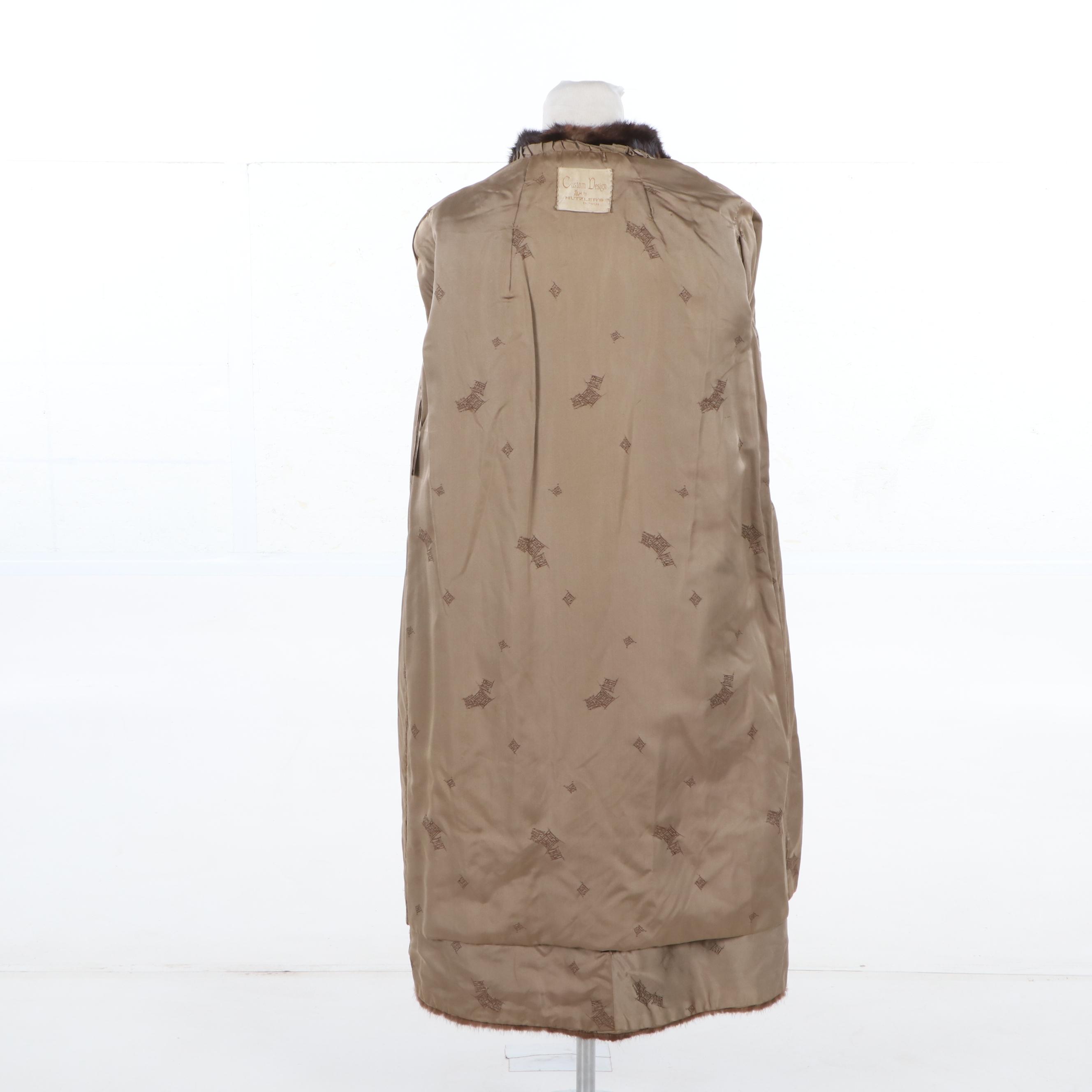 Women's Vintage Hutzler's of Baltimore Double-Breasted Mahogany Mink Fur Coat