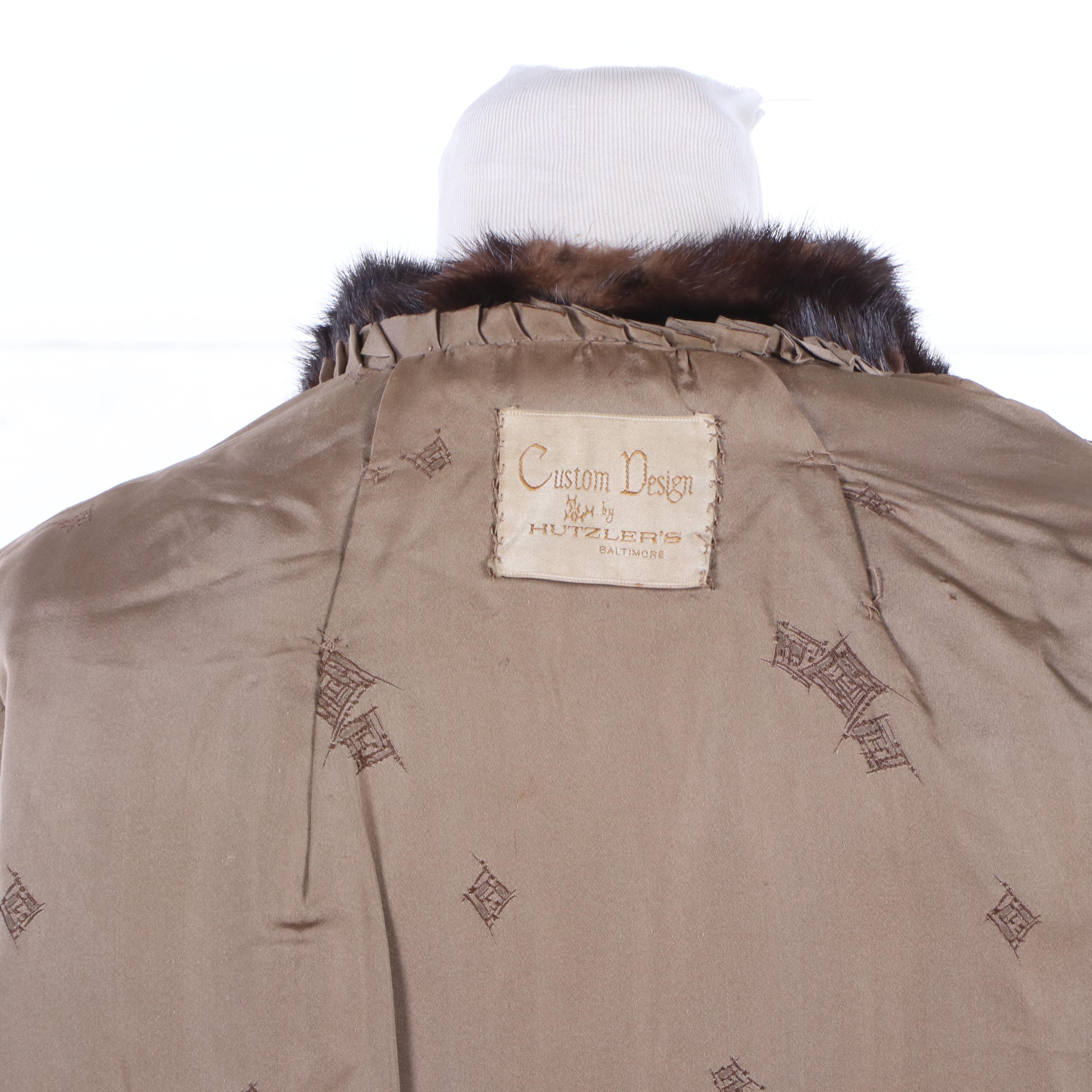 Women's Vintage Hutzler's of Baltimore Double-Breasted Mahogany Mink Fur Coat