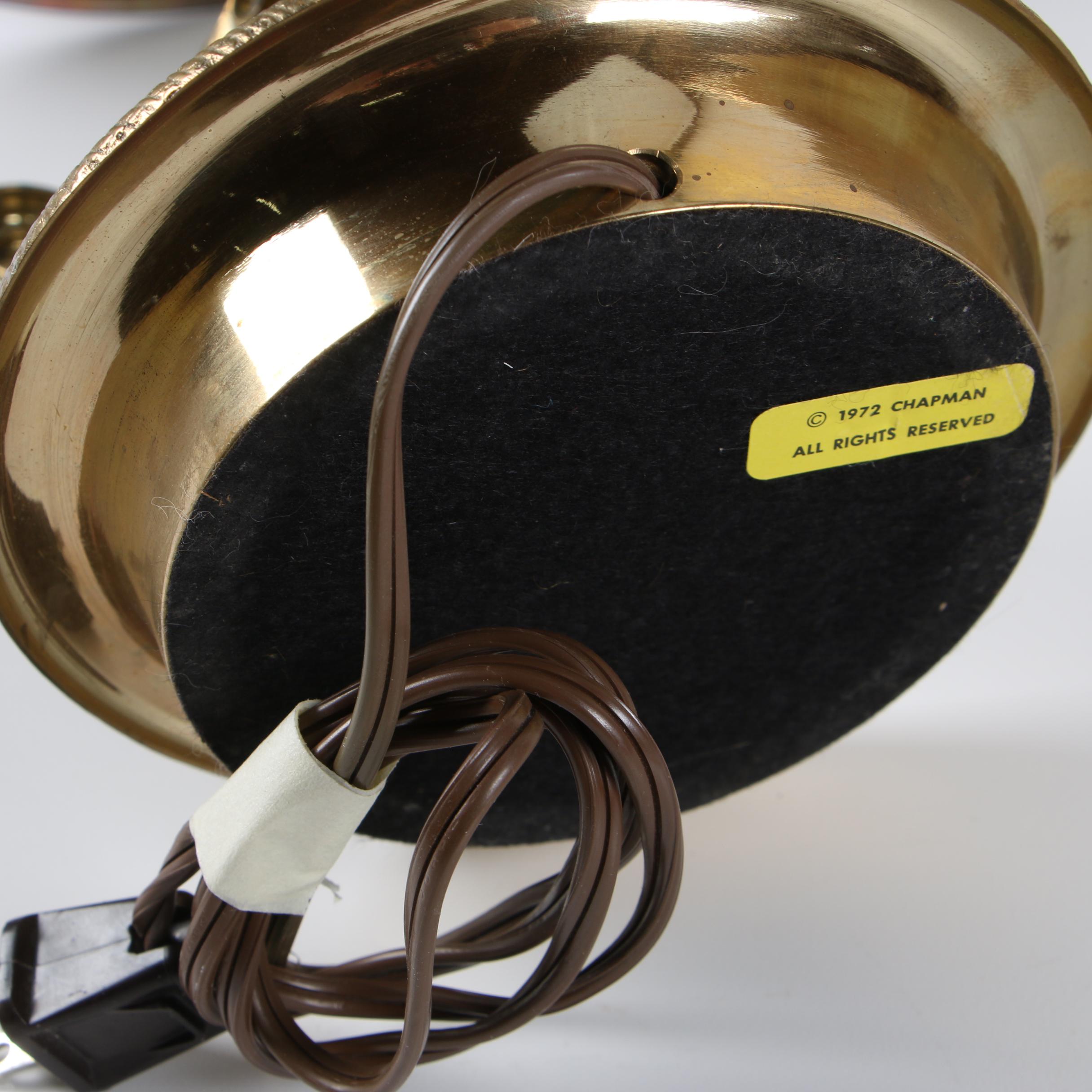 Chapman Brass Swan Bouillotte Lamp with Tole Shade, 1972