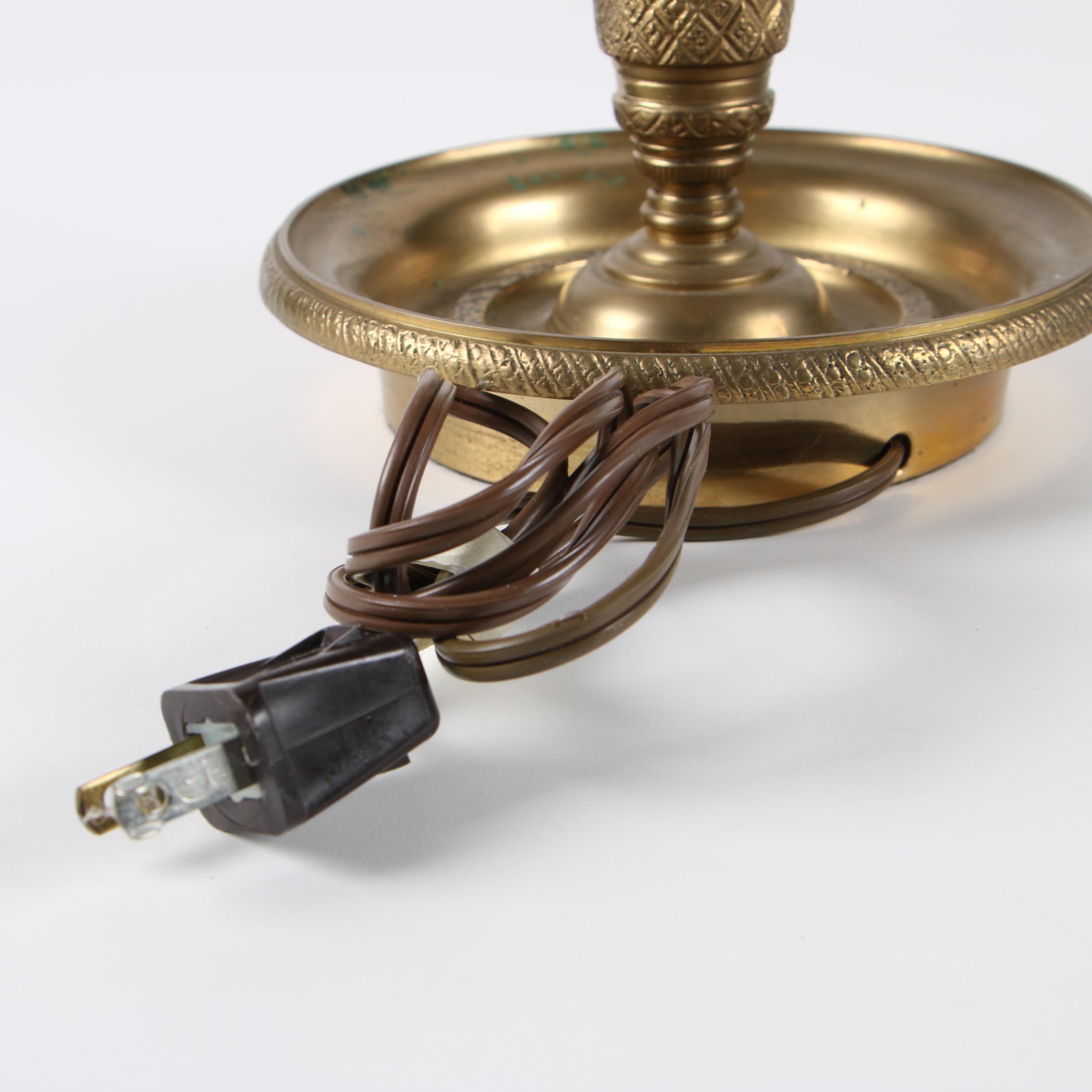 Chapman Brass Swan Bouillotte Lamp with Tole Shade, 1972